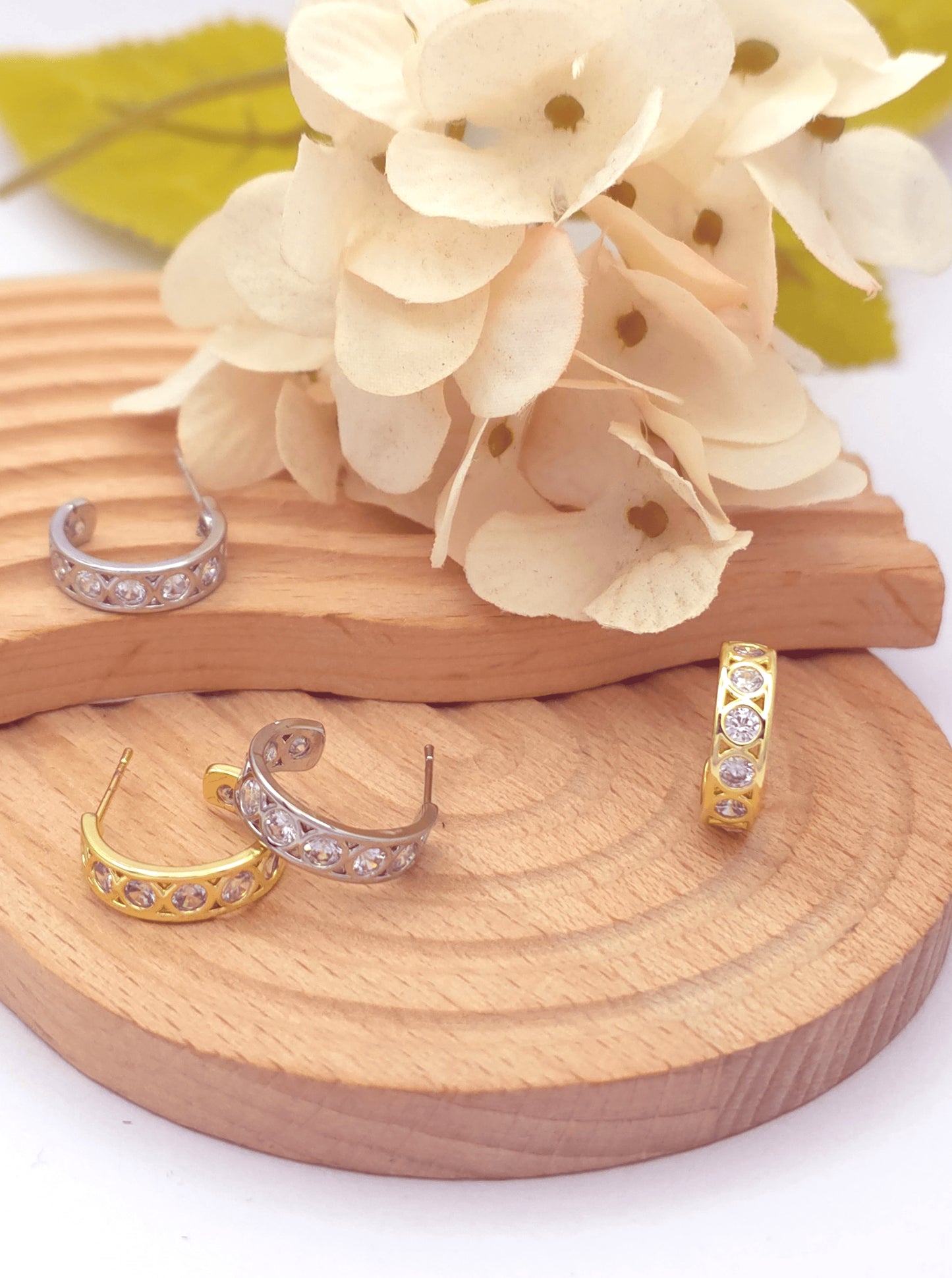 Huggie Cubic Zirconia Hoop Earrings