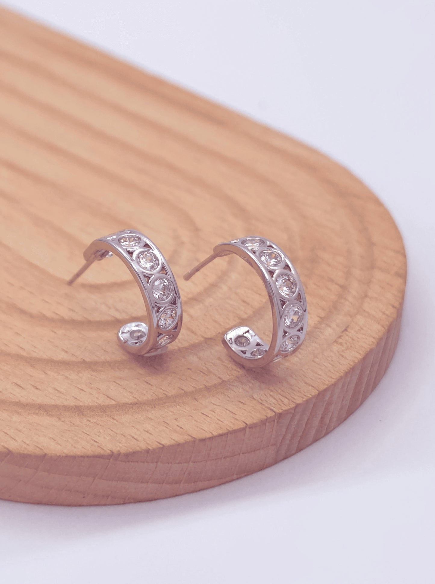 Huggie Cubic Zirconia Hoop Earrings