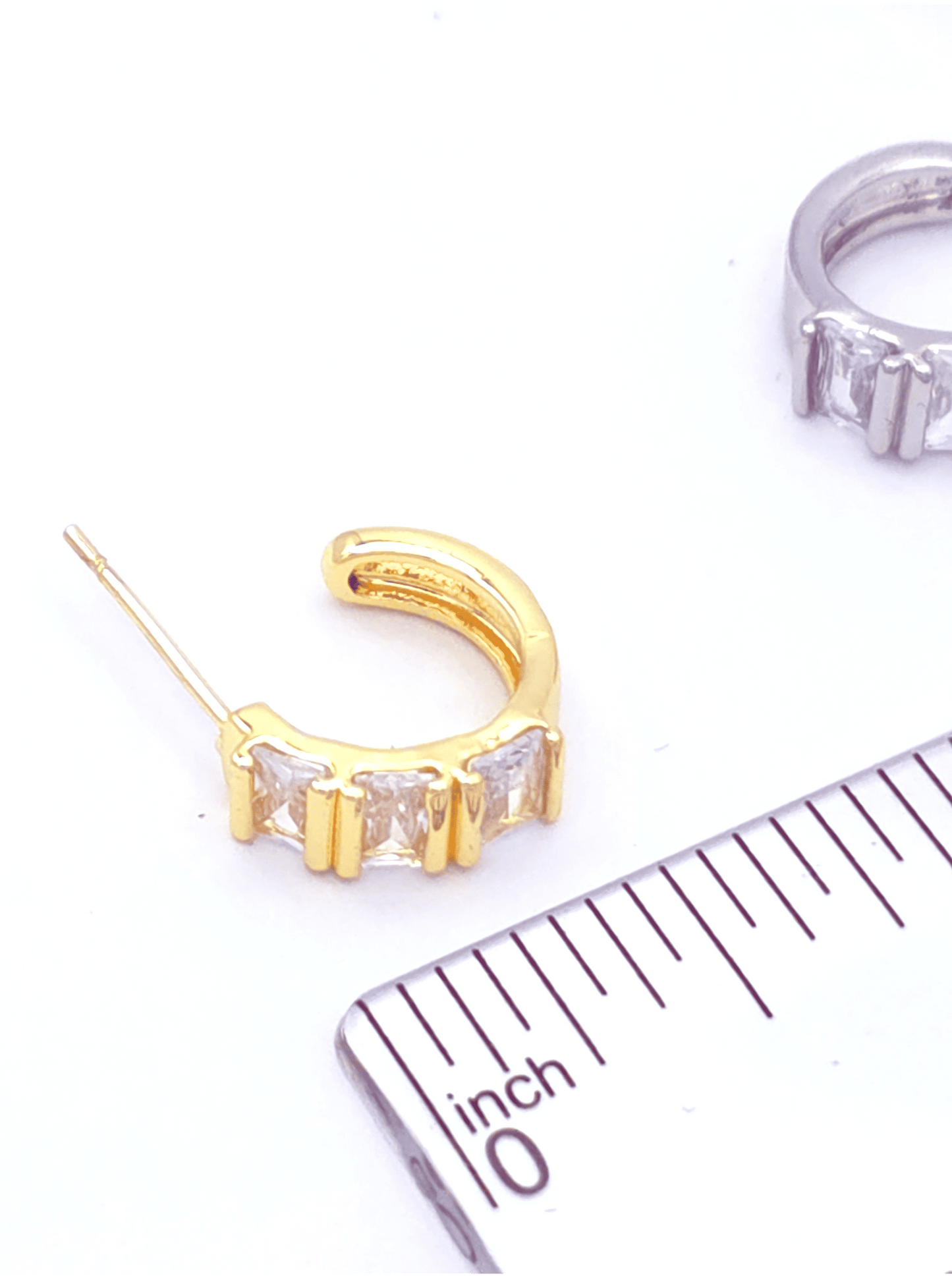 Faceted Huggie Crescent Hoop Earrings