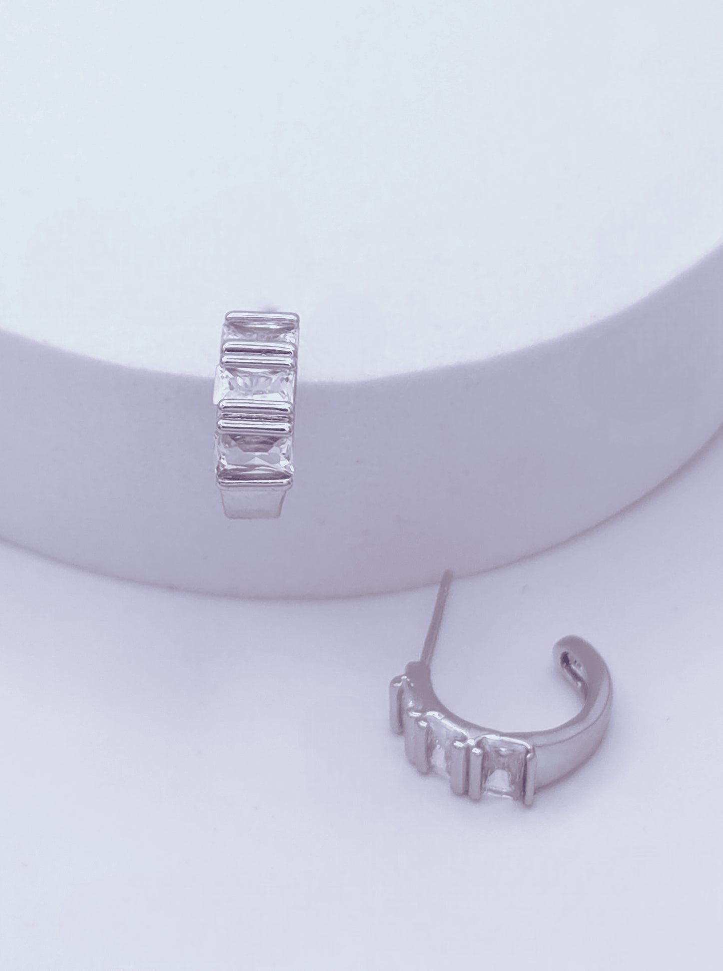 Faceted Huggie Crescent Hoop Earrings