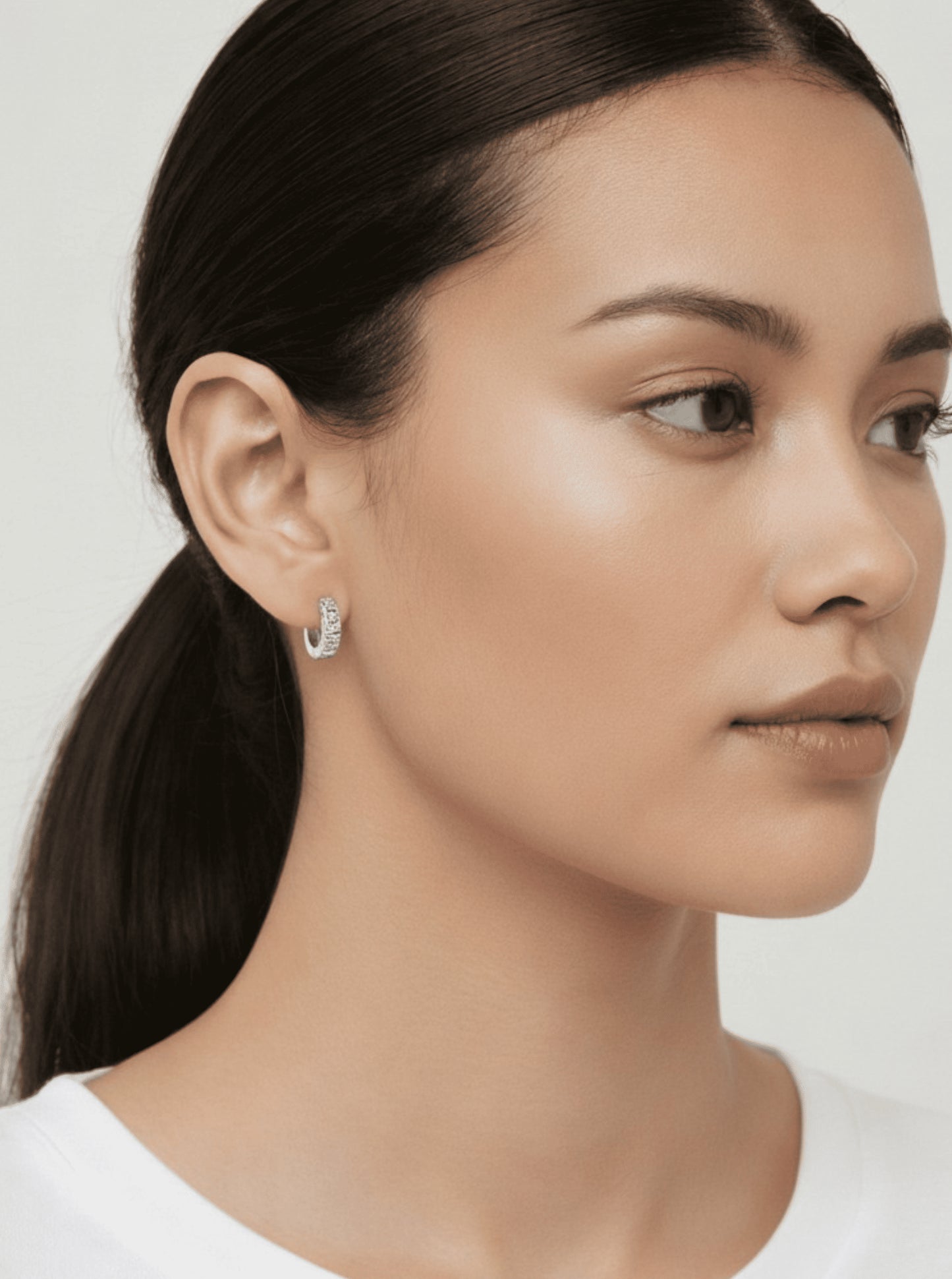 Faceted Huggie Crescent Hoop Earrings