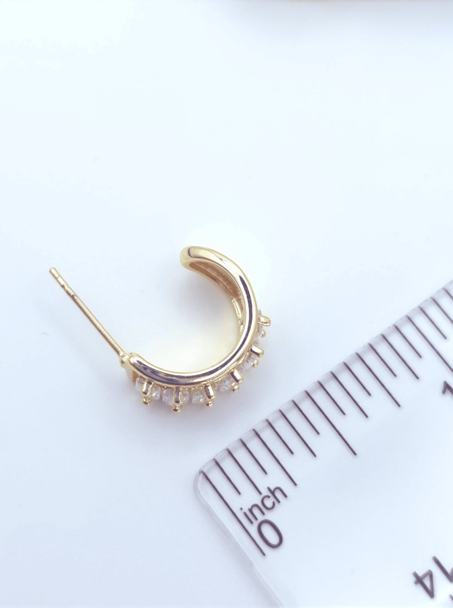 Crescent Faceted Huggie Hoop Earrings