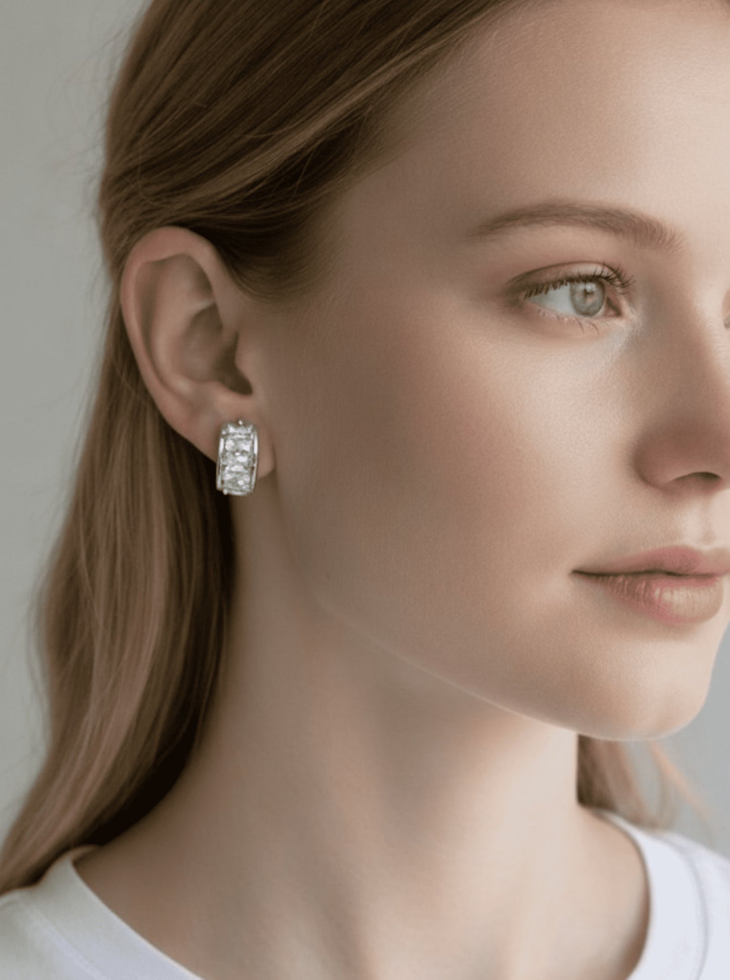 Crescent Faceted Huggie Hoop Earrings