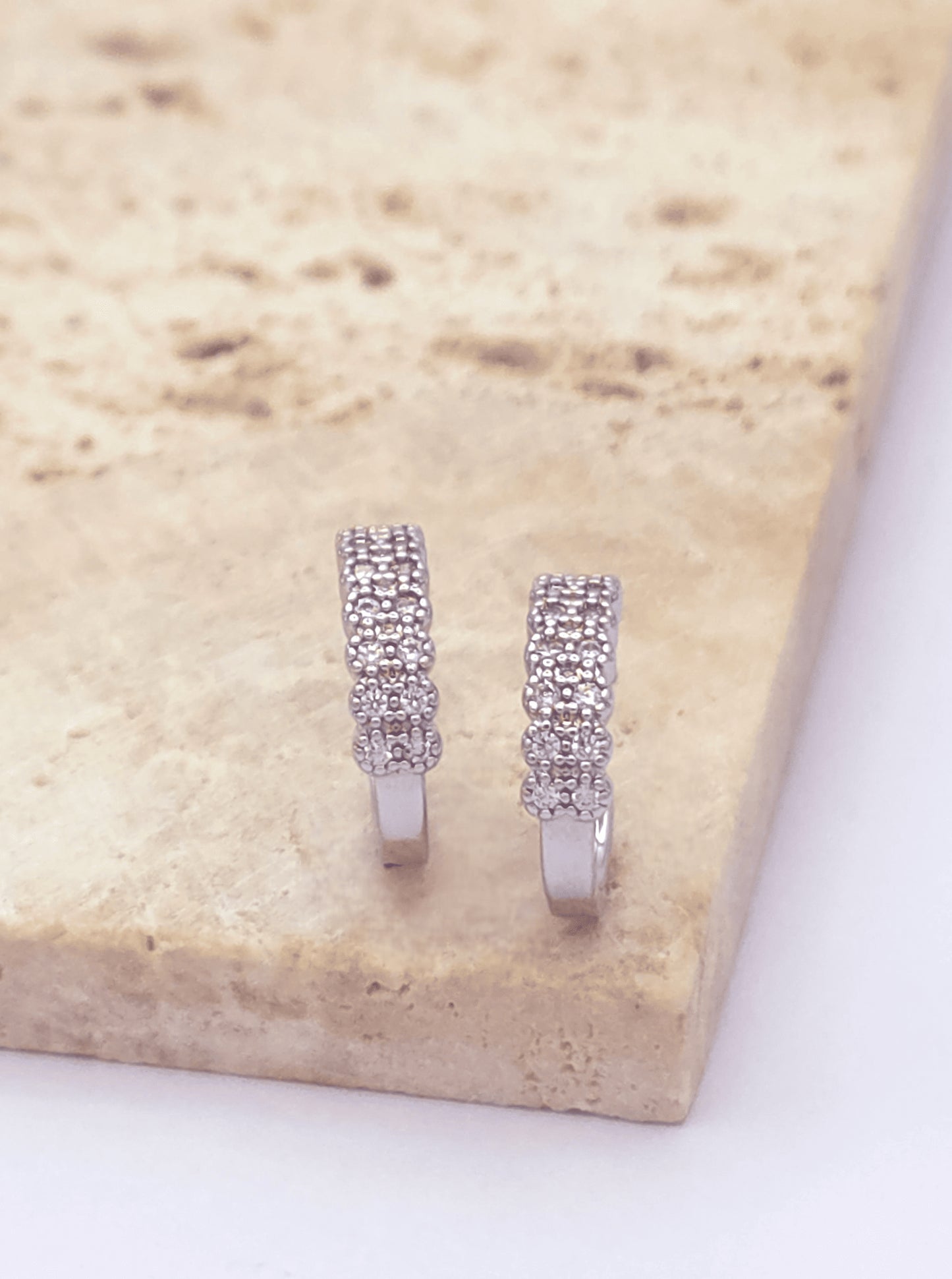 Brass Faceted Huggie Hoop Earrings