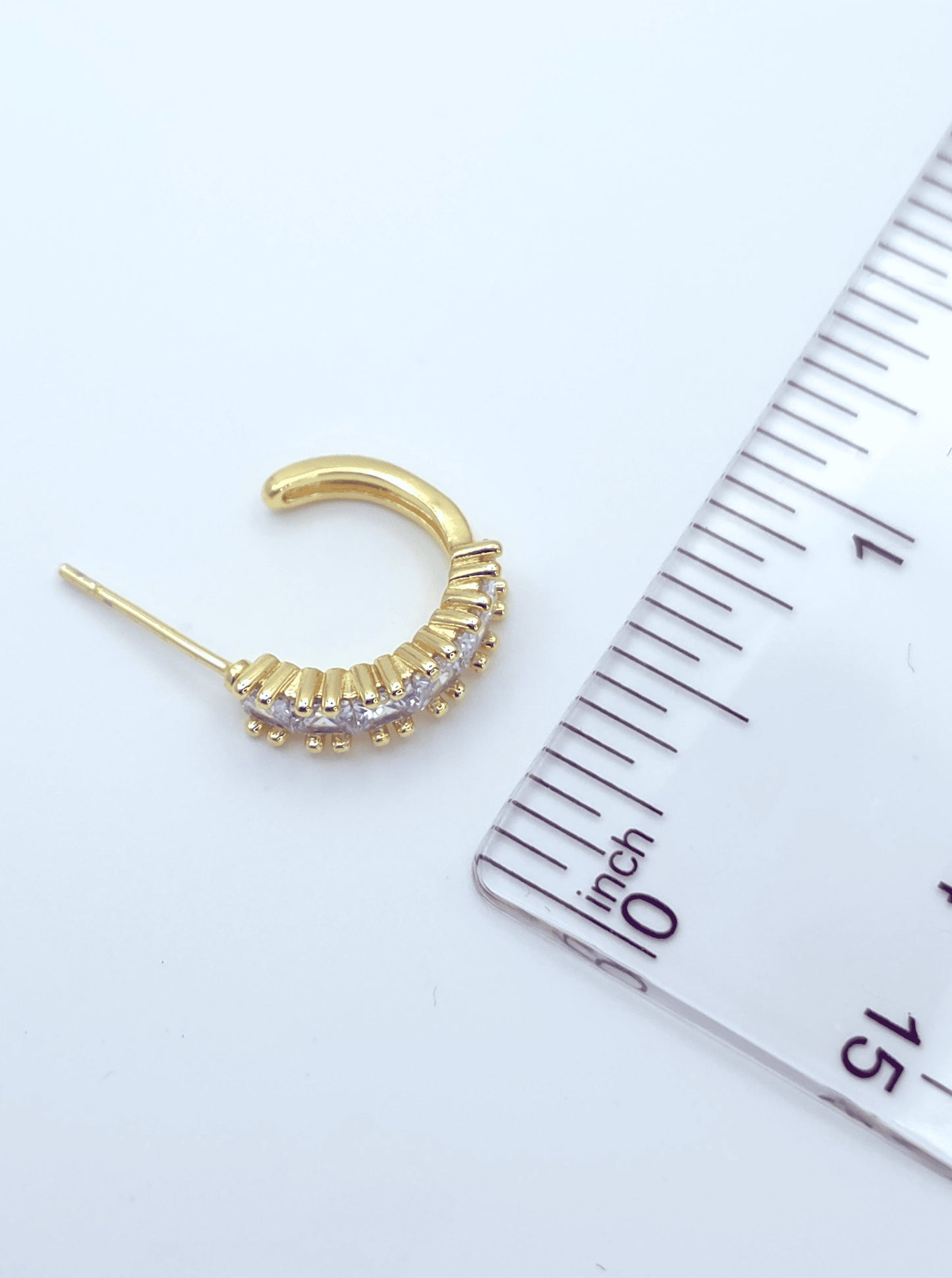 Faceted Crescent Huggie Earrings