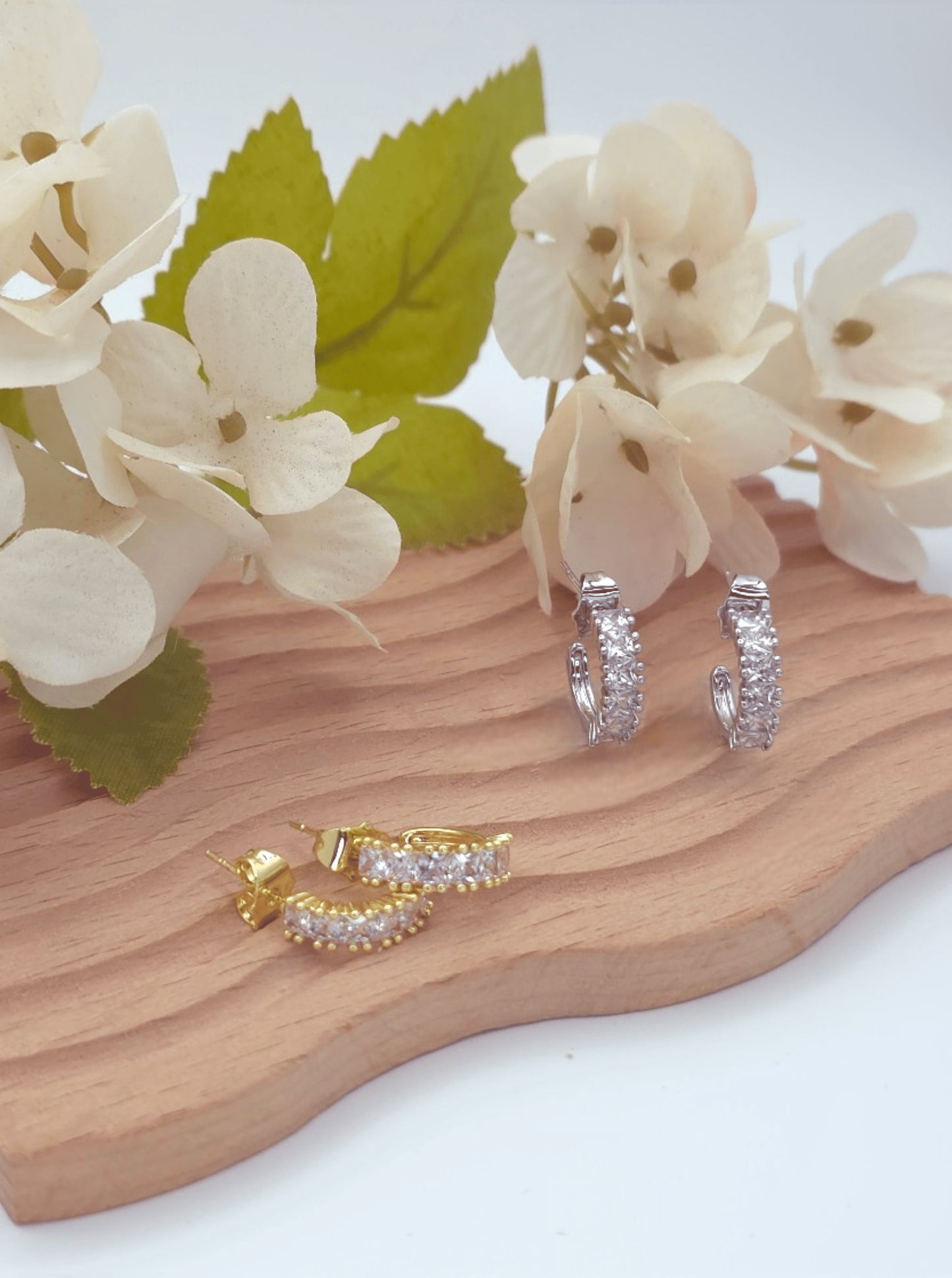 Faceted Crescent Huggie Earrings