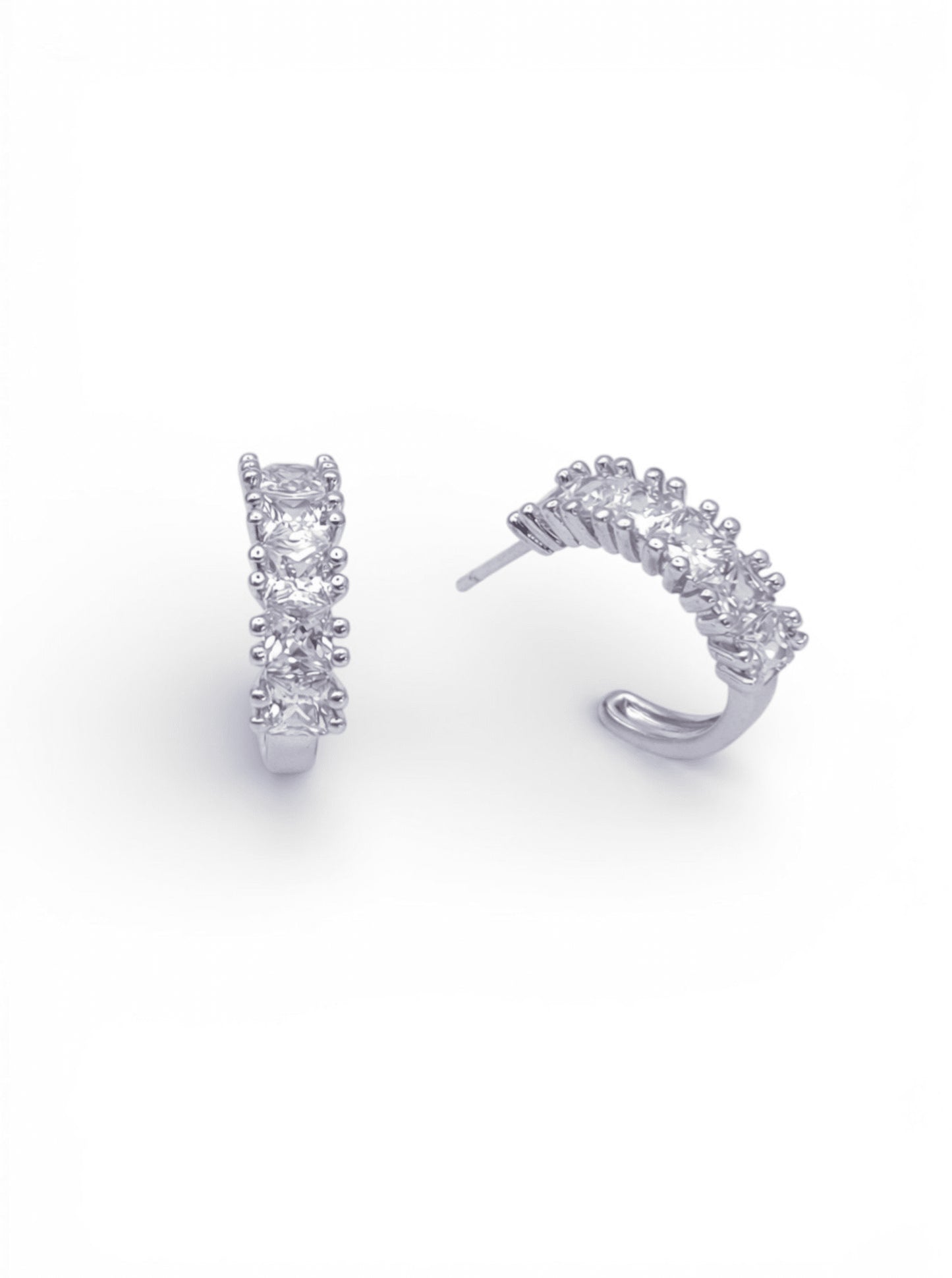 Faceted Crescent Huggie Earrings