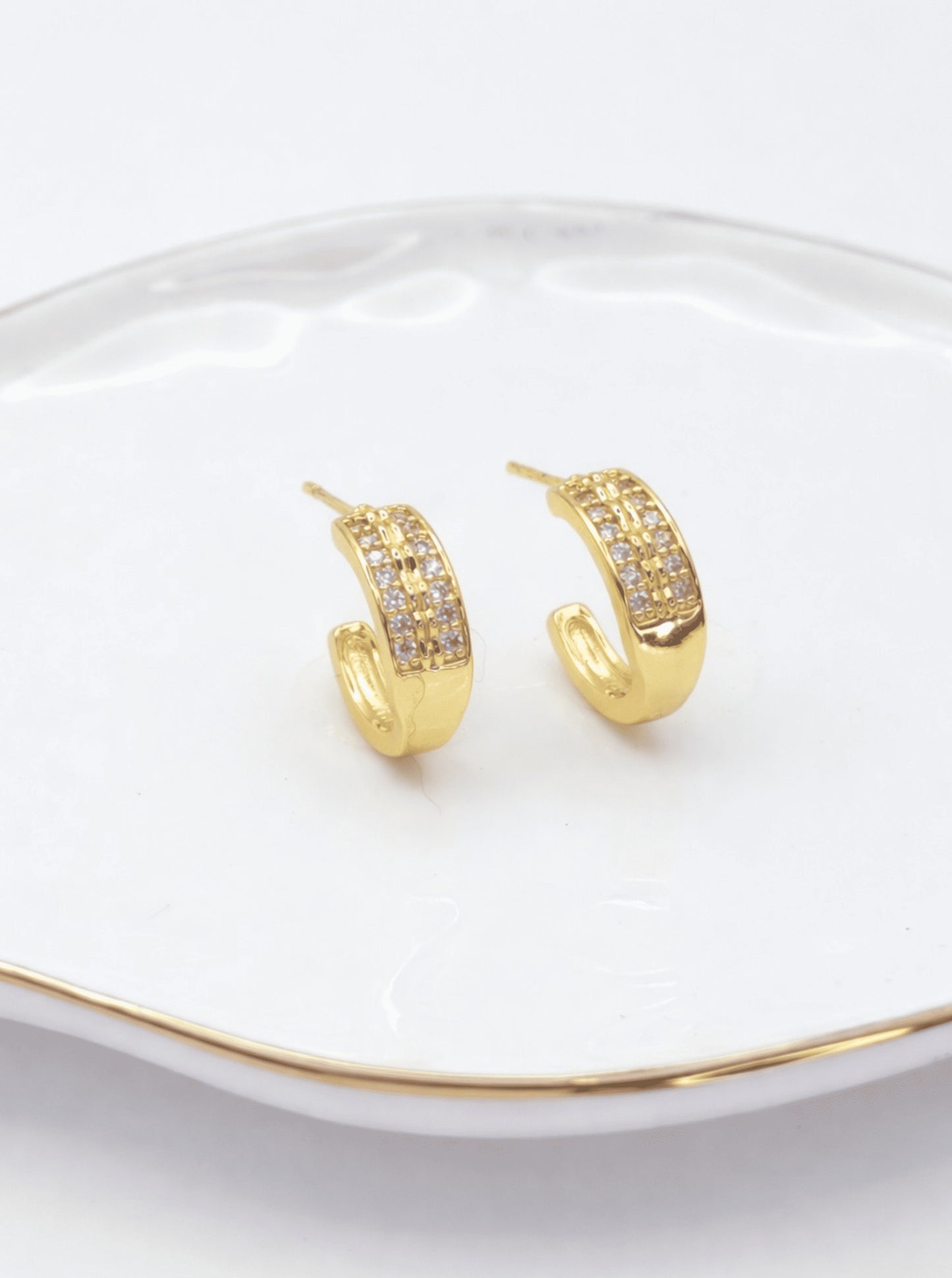 Faceted Crescent Huggie Hoop Earrings