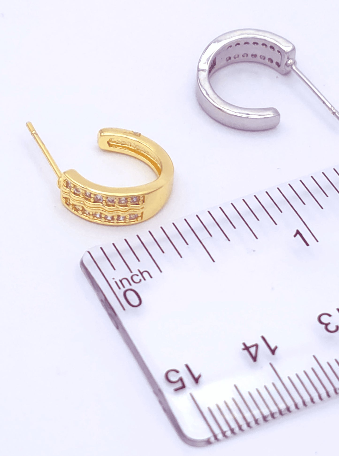 Faceted Crescent Huggie Hoop Earrings