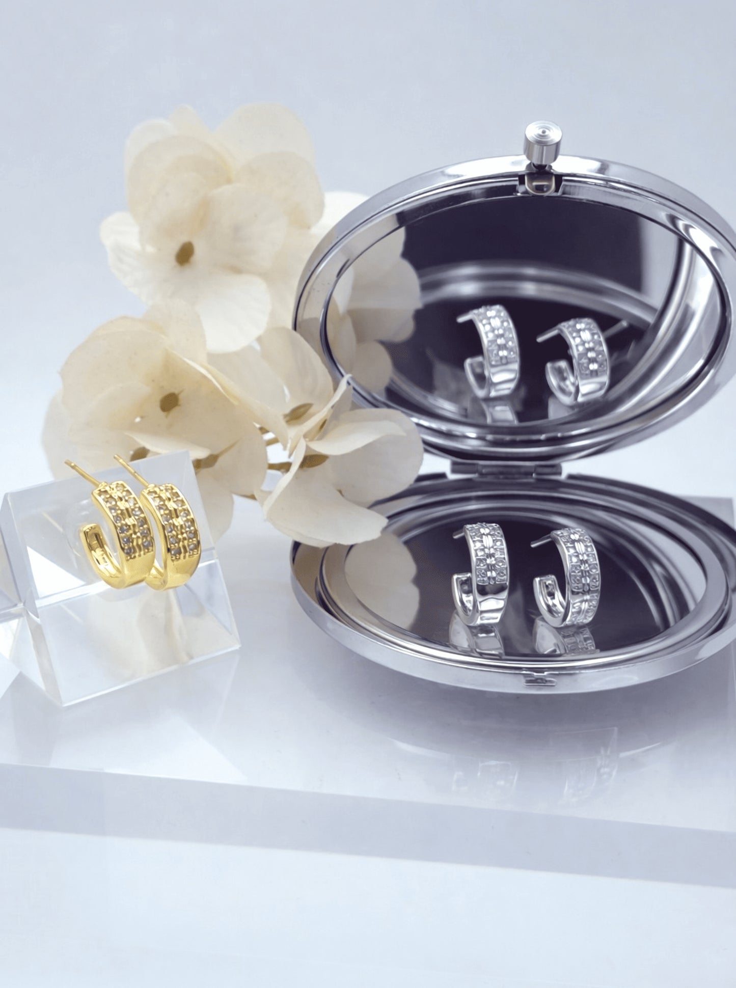Faceted Crescent Huggie Hoop Earrings