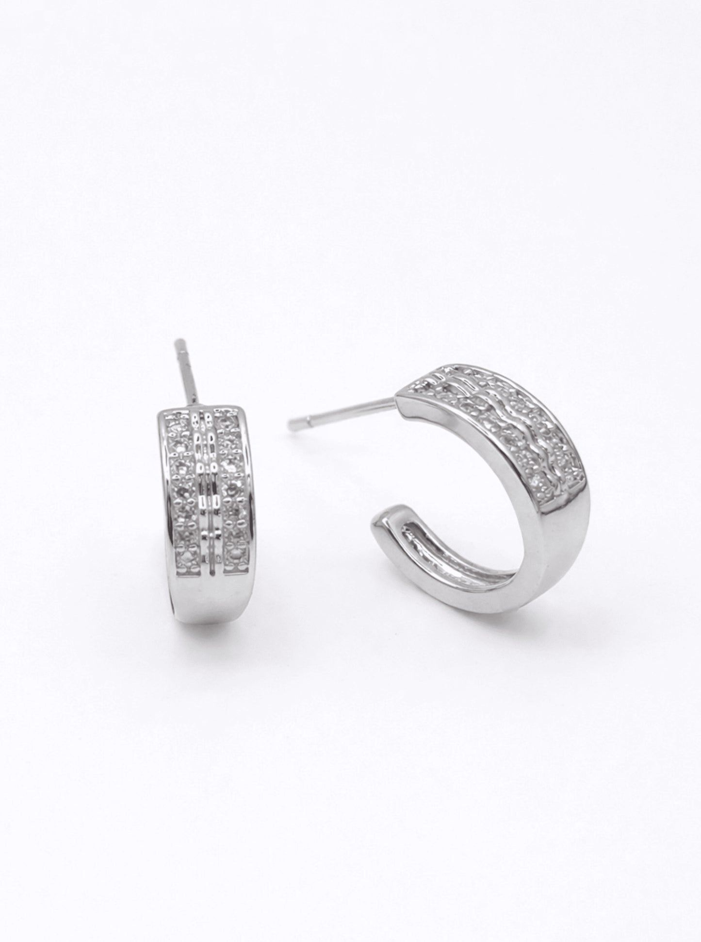 Faceted Crescent Huggie Hoop Earrings