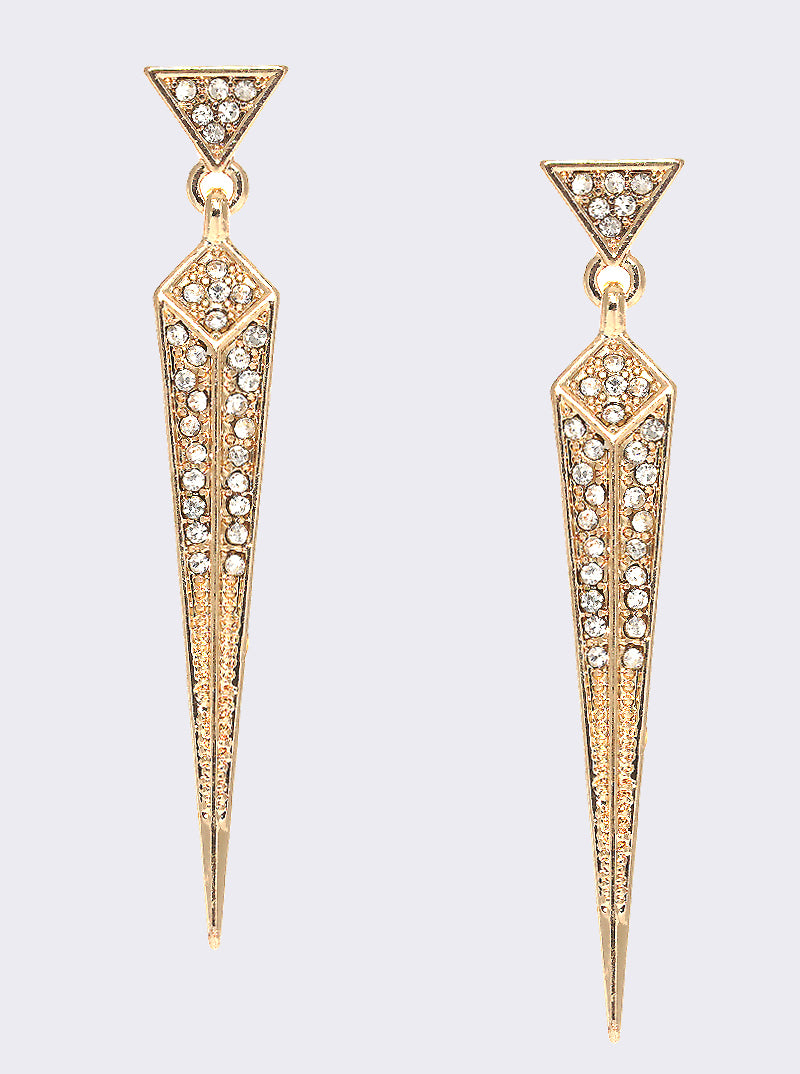 CRYSTAL PAVE TRIANGLE DANGLE POST EARRING