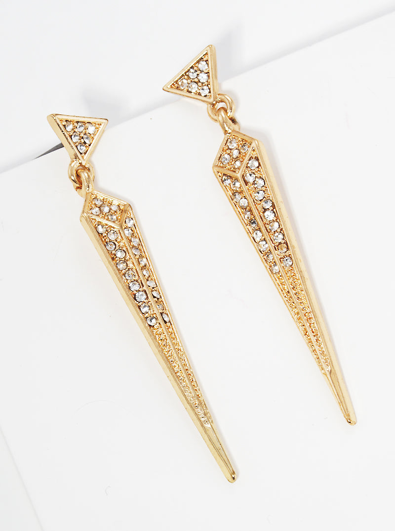 CRYSTAL PAVE TRIANGLE DANGLE POST EARRING