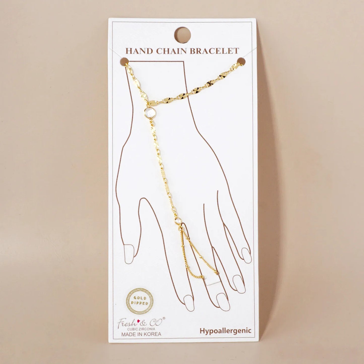 CZ Accent 18K-Gold-Dipped Delicate 7mm Brass Lip Chain Hand-Chain Bracelet