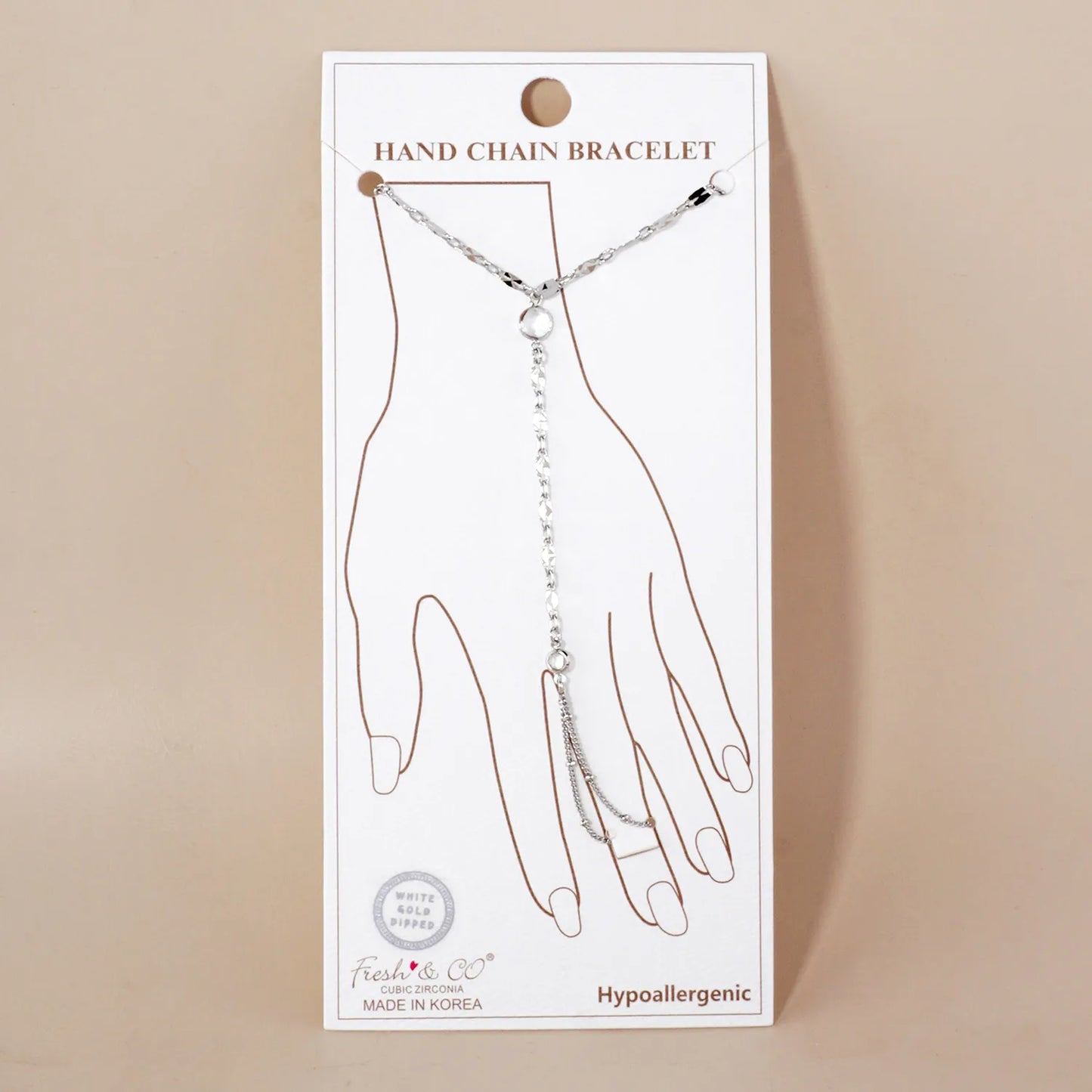 CZ Accent 18K-Gold-Dipped Delicate 7mm Brass Lip Chain Hand-Chain Bracelet