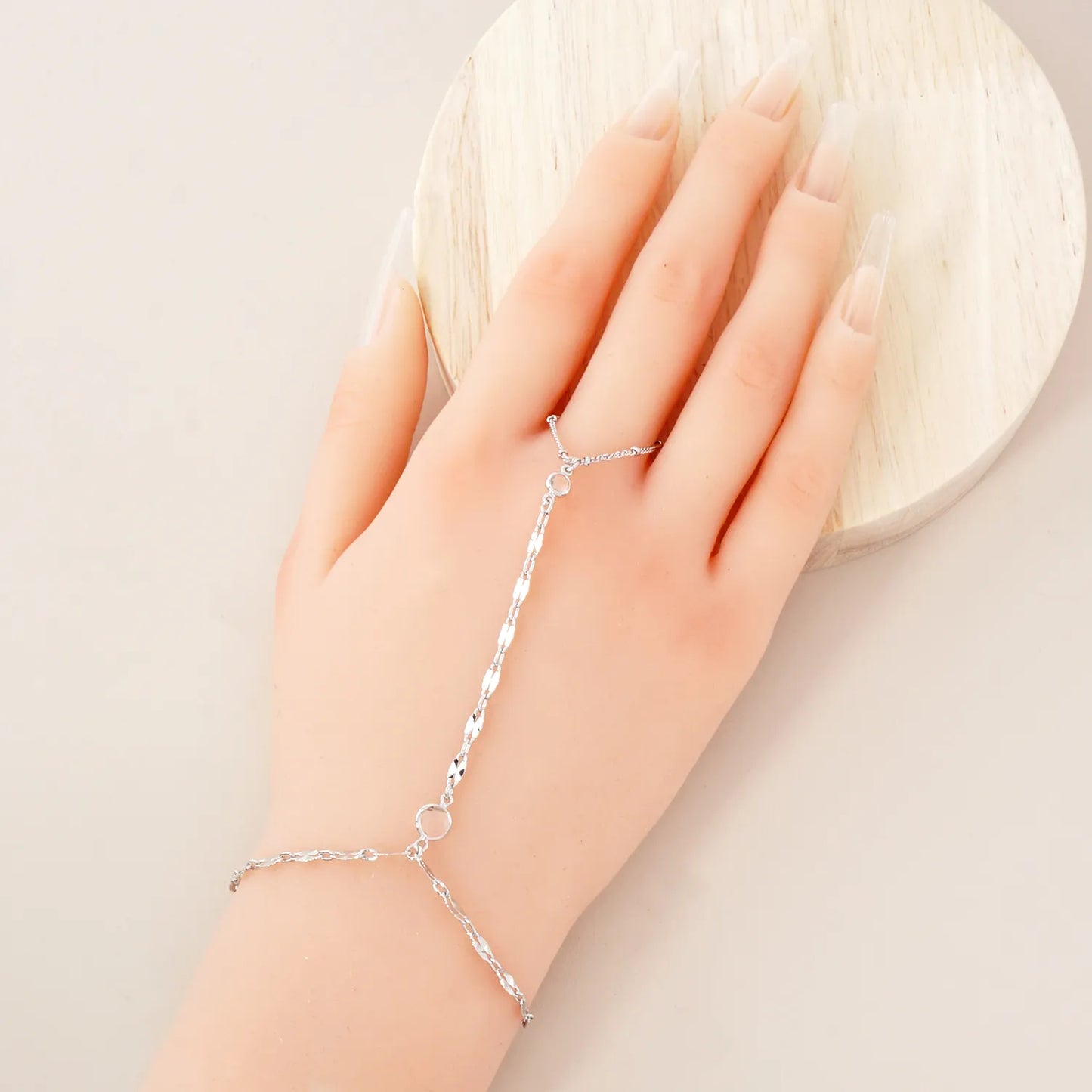 CZ Accent 18K-Gold-Dipped Delicate 7mm Brass Lip Chain Hand-Chain Bracelet