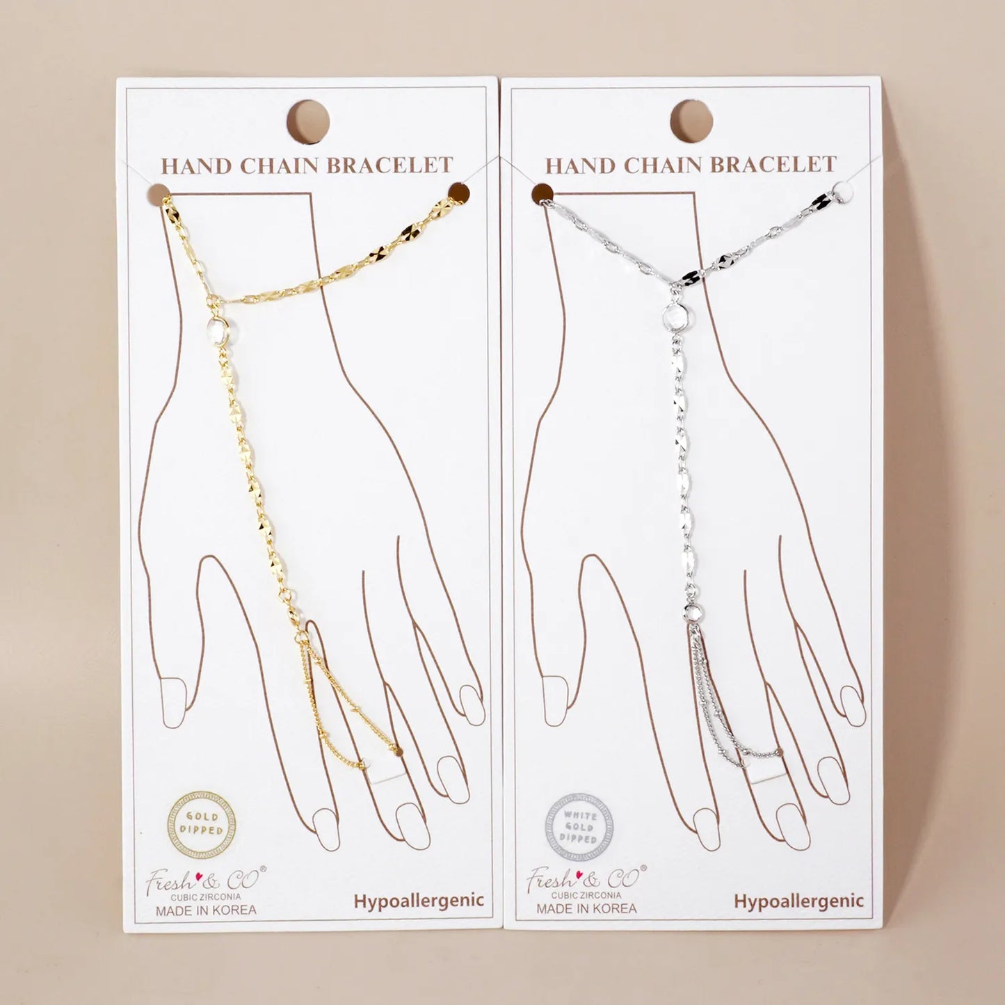 CZ Accent 18K-Gold-Dipped Delicate 7mm Brass Lip Chain Hand-Chain Bracelet
