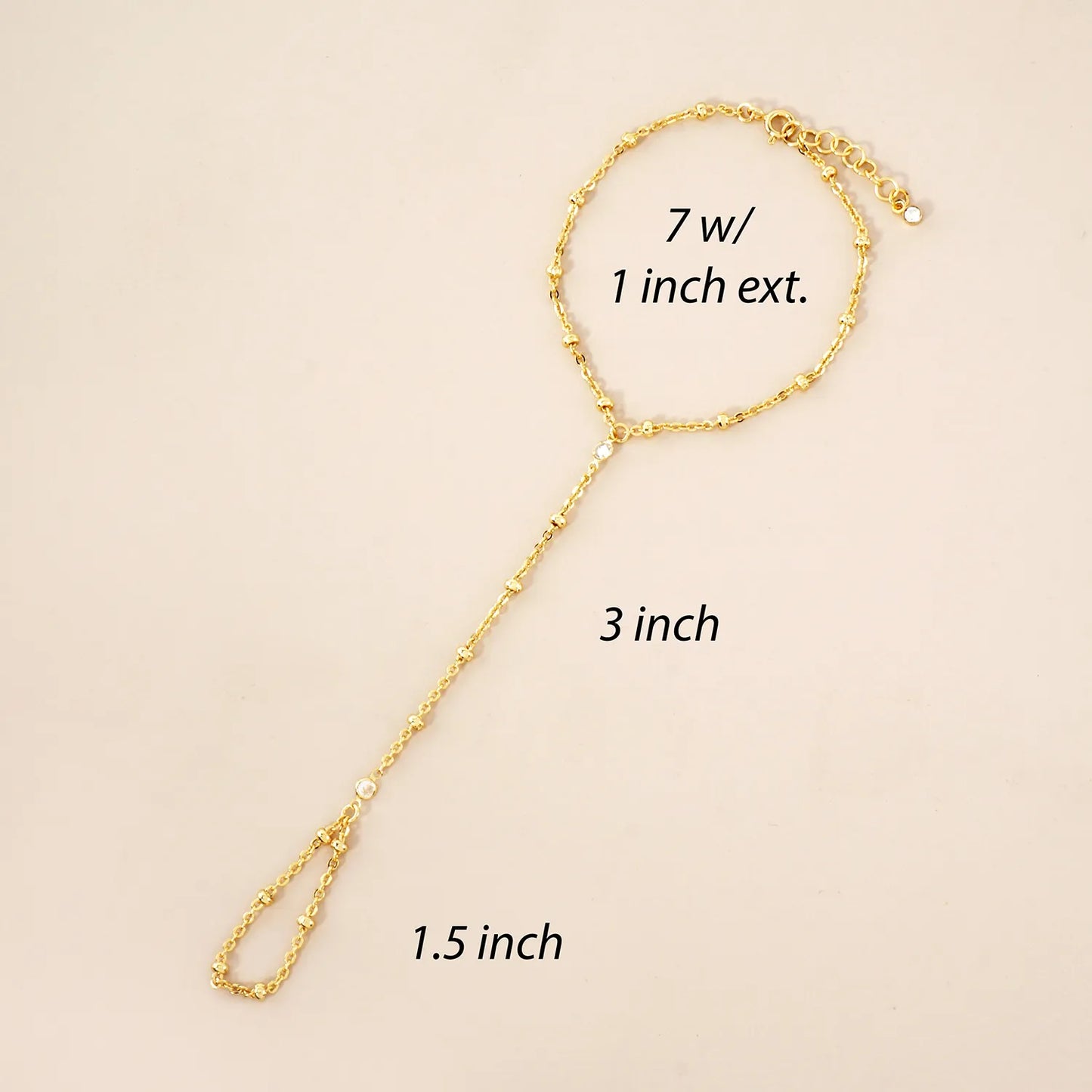 CZ Accents 18K-Gold-Dipped Delicate Satellite Chain Brass Hand-Chain Bracelet