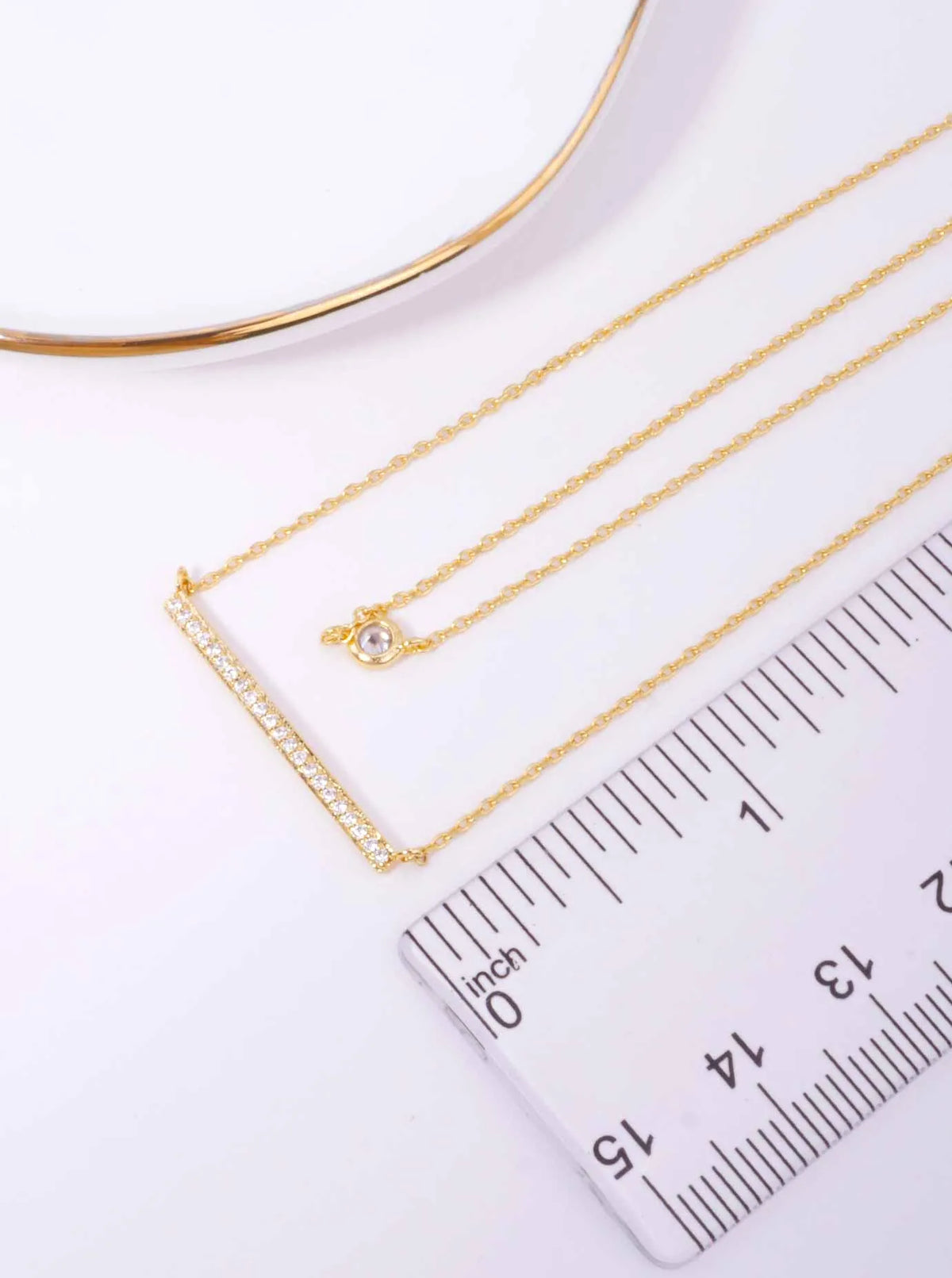 CZ Bar Pendant 18K-Gold-Dipped Layered Necklace