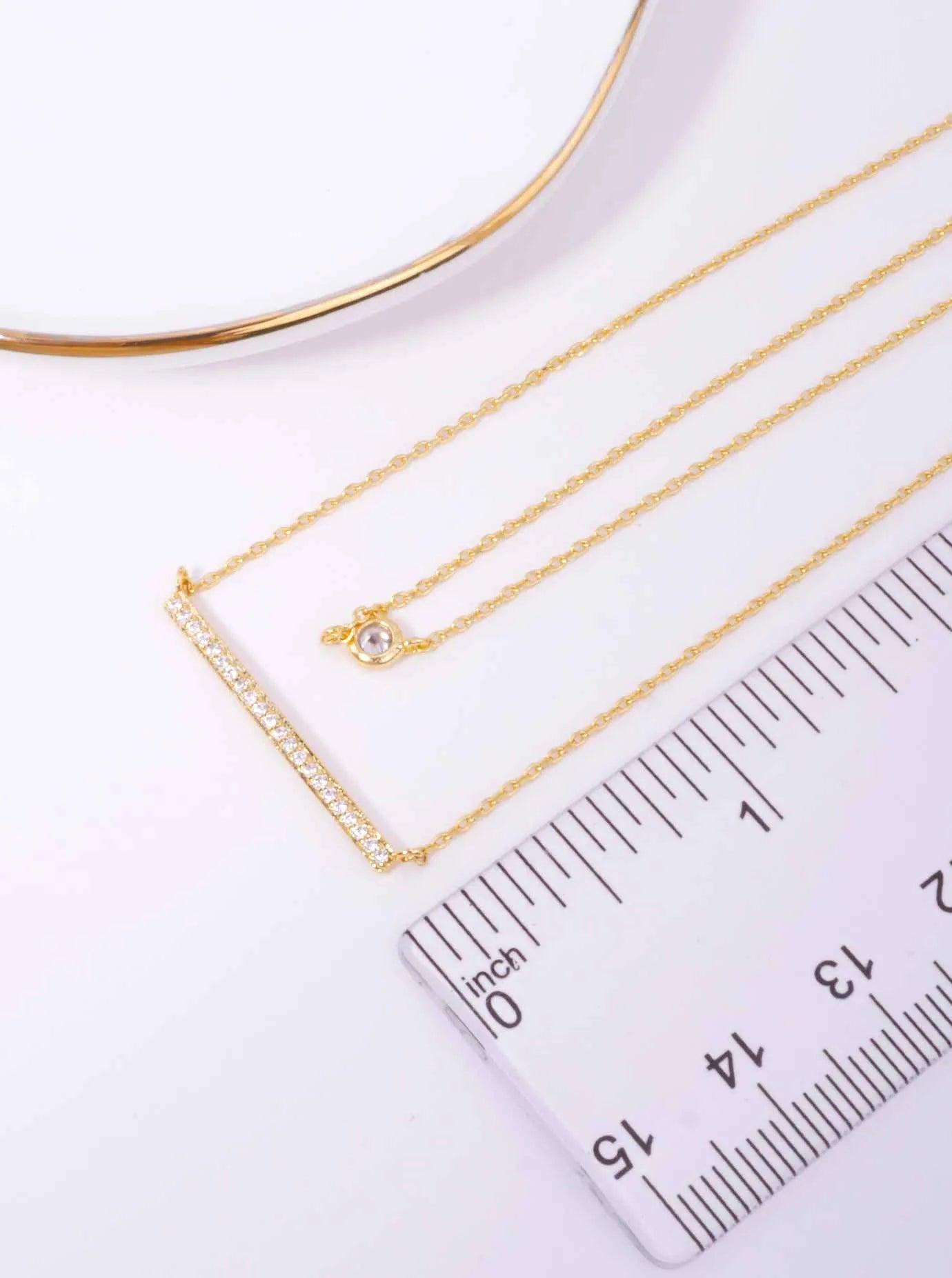 CZ Bar Pendant 18K-Gold-Dipped Layered Necklace