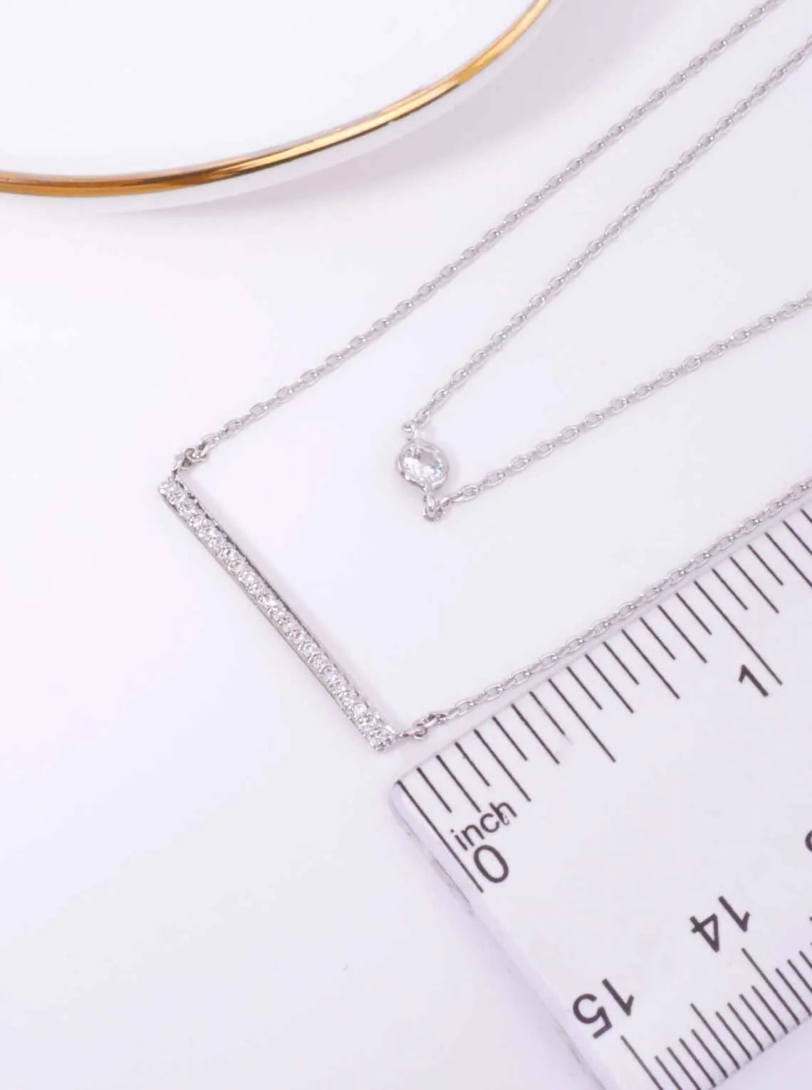 CZ Bar Pendant 18K-Gold-Dipped Layered Necklace