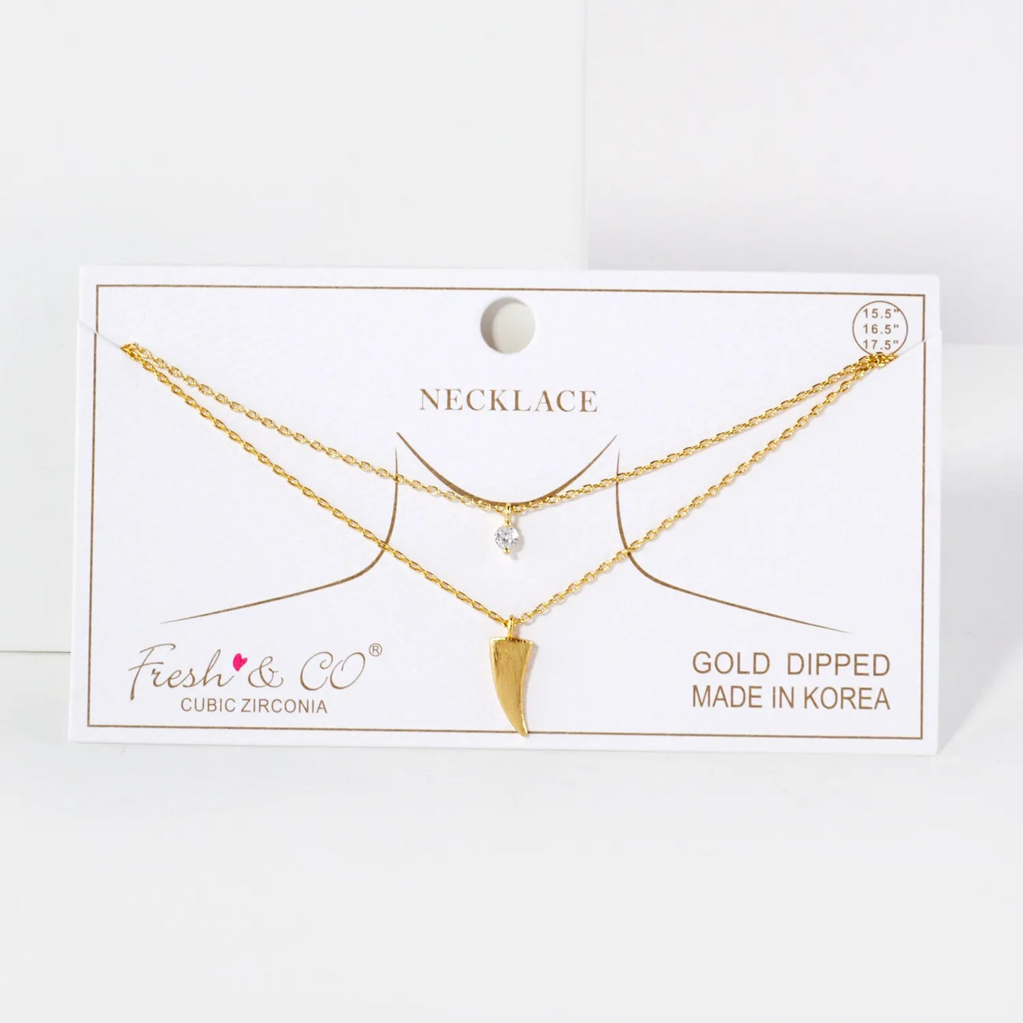 CZ Brass Ivory Pendant 18K-Gold-Dipped Layered Necklace