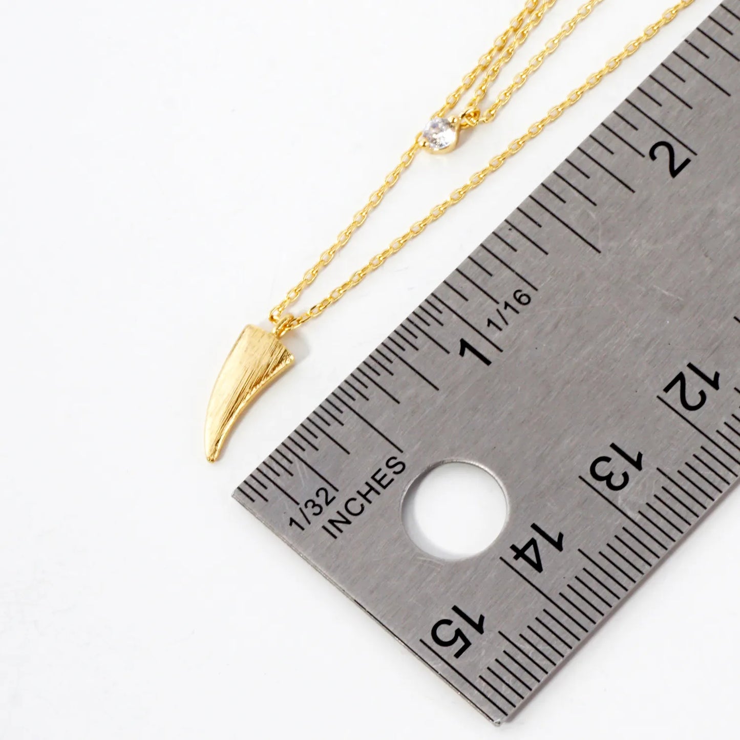 CZ Brass Ivory Pendant 18K-Gold-Dipped Layered Necklace