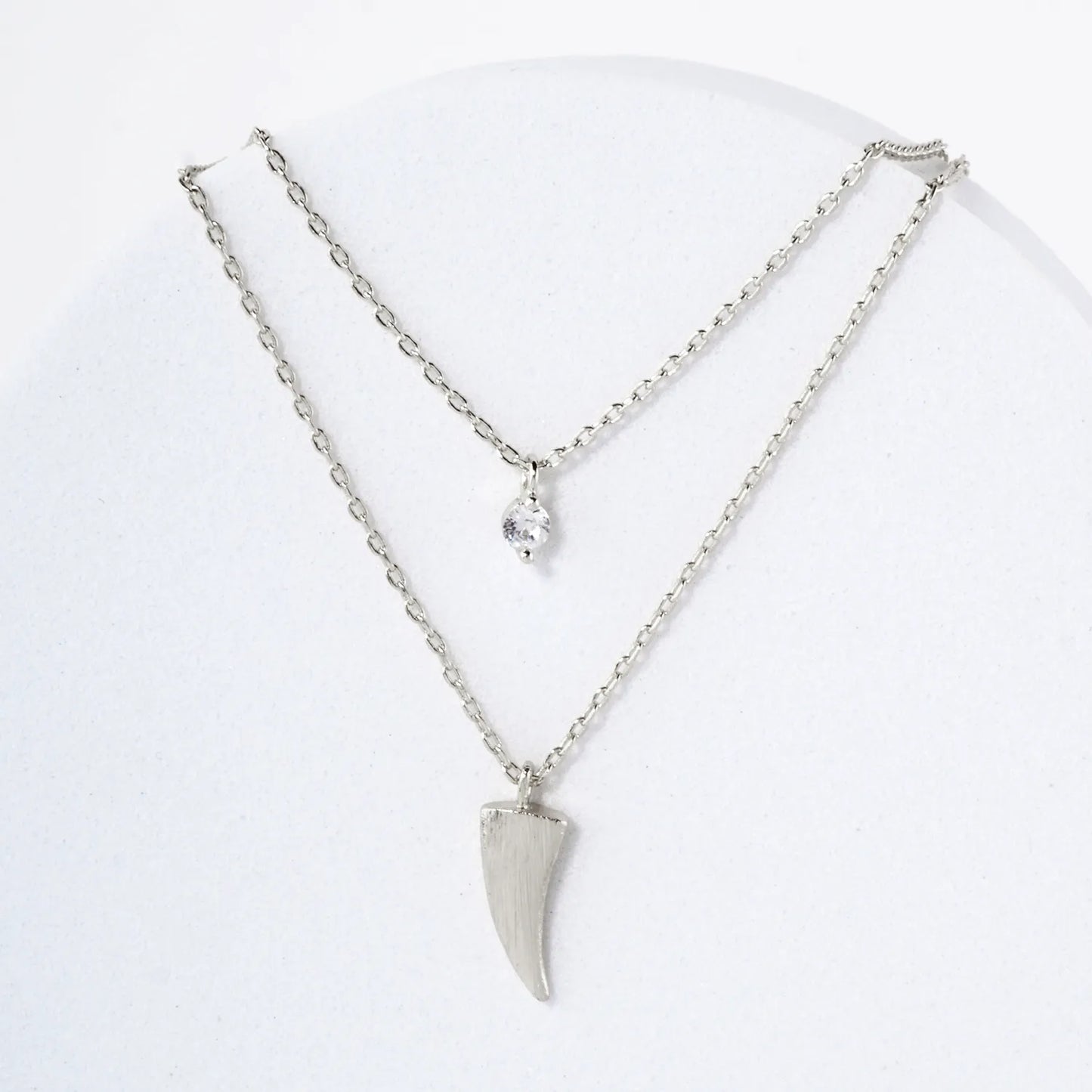 CZ Brass Ivory Pendant 18K-Gold-Dipped Layered Necklace