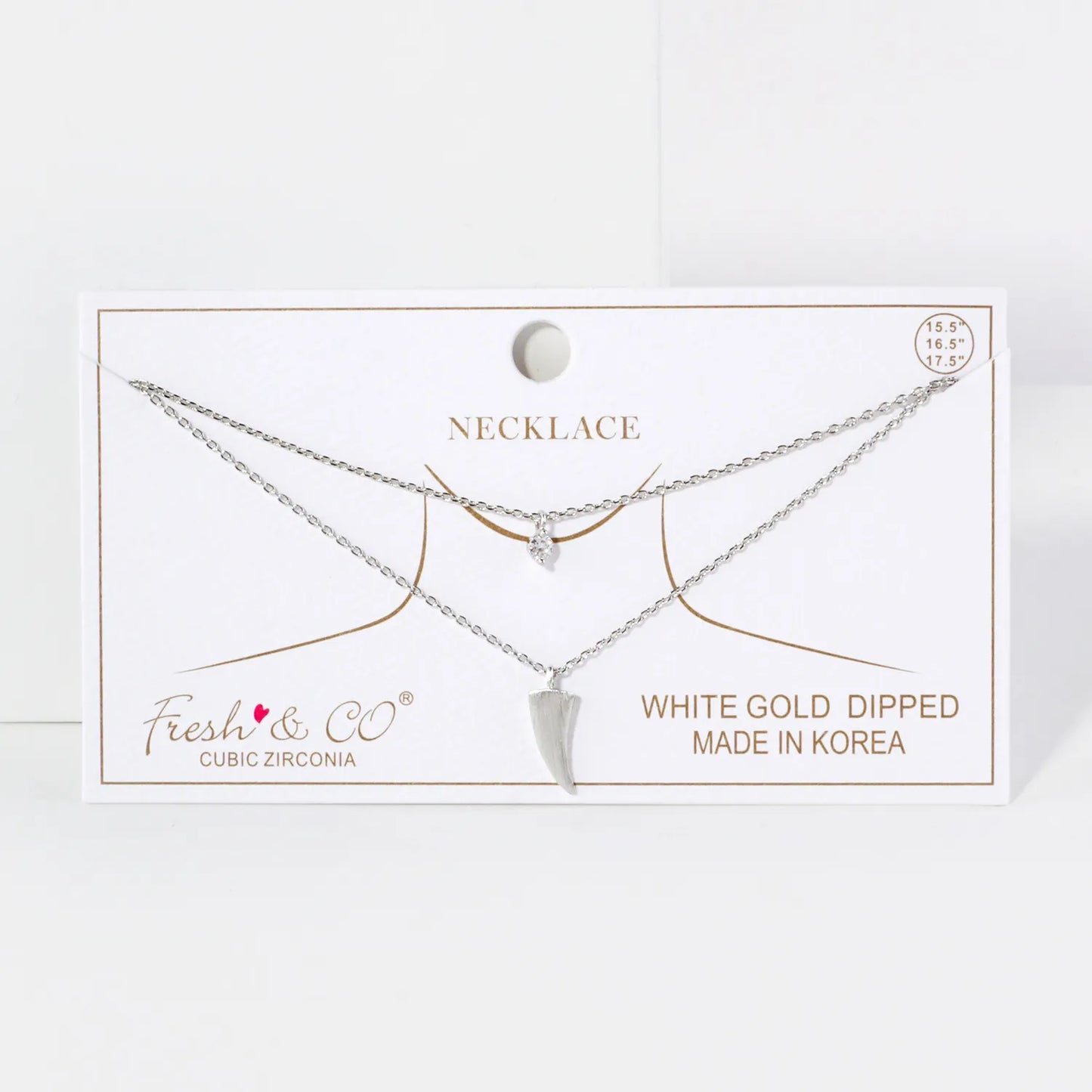 CZ Brass Ivory Pendant 18K-Gold-Dipped Layered Necklace