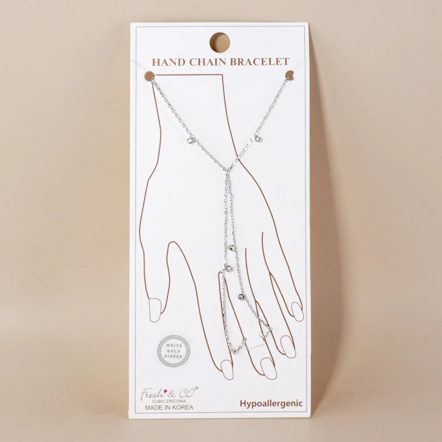 CZ Charms 18K-Gold-Dipped Delicate Brass Hand-Chain Bracelet