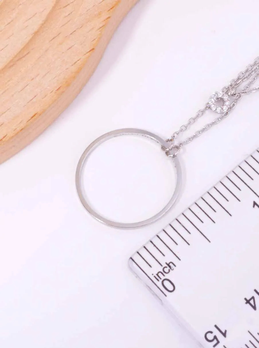 CZ Circle Pendant 18K-Gold-Dipped Layered Necklace