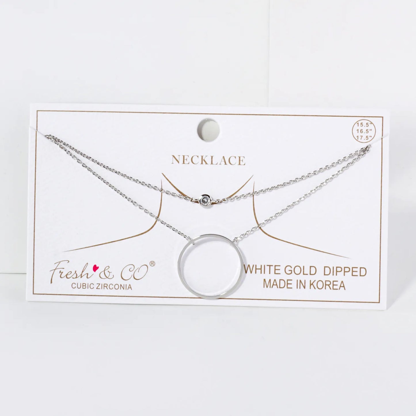 CZ Circle Pendant 18K-Gold-Dipped Layered Necklace