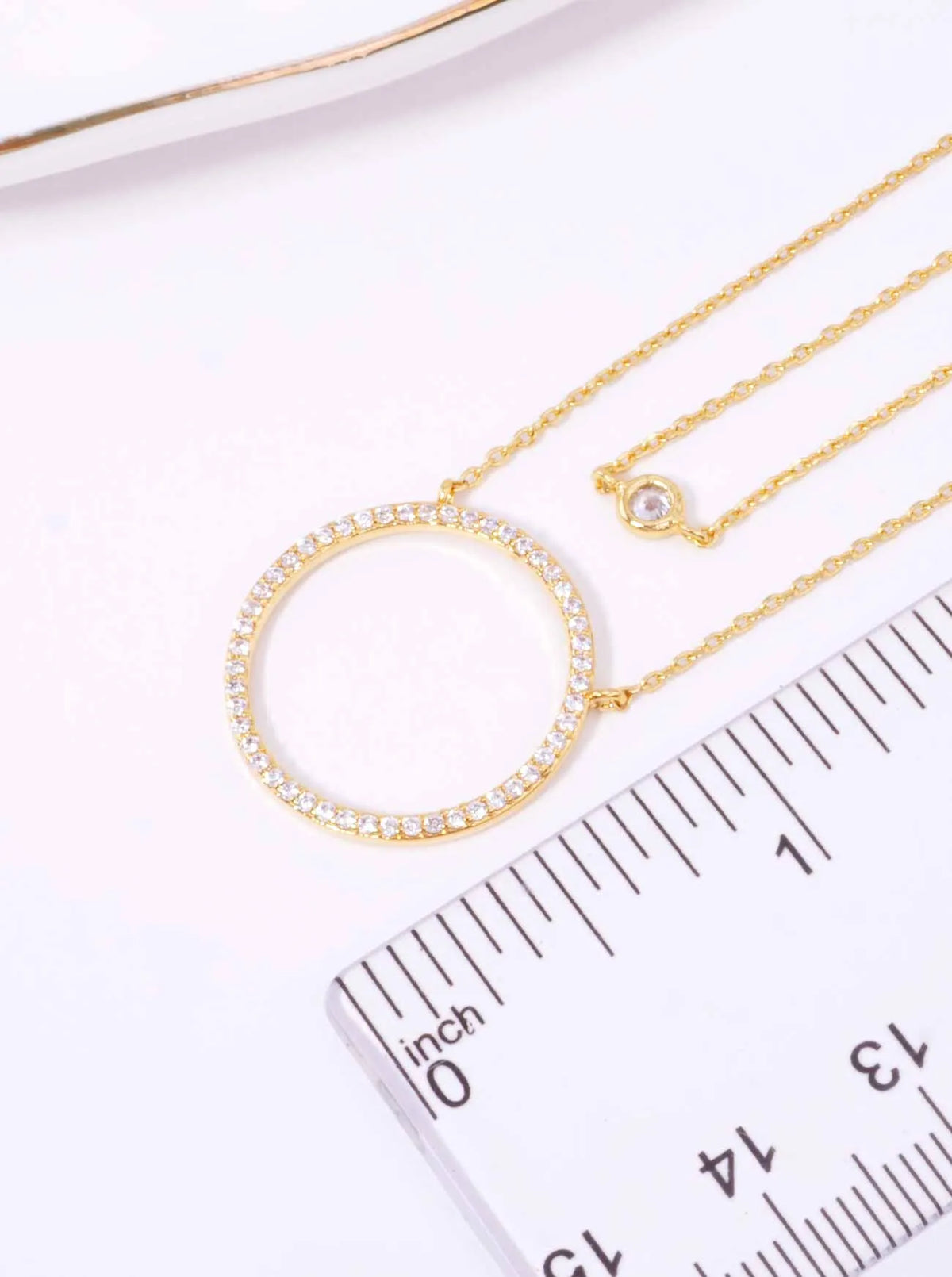 CZ Circle Pendant 18K-Gold-Dipped Layered Necklace