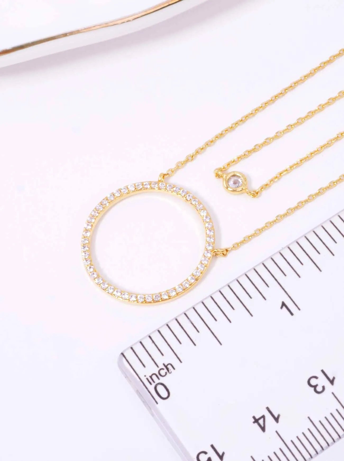 CZ Circle Pendant 18K-Gold-Dipped Layered Necklace