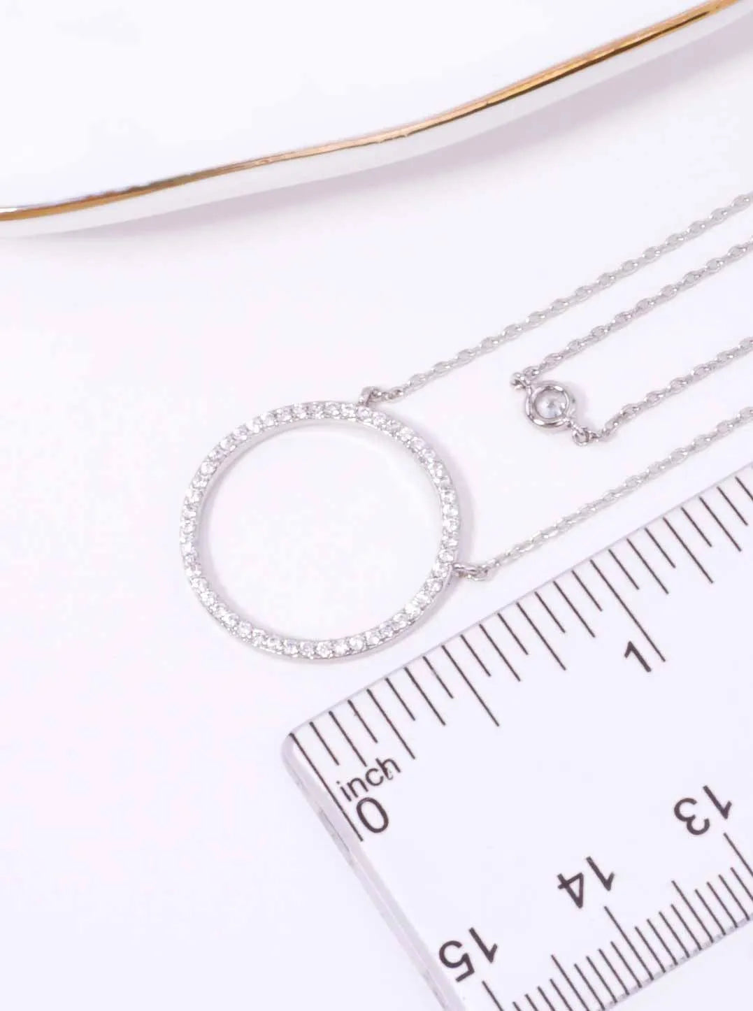 CZ Circle Pendant 18K-Gold-Dipped Layered Necklace