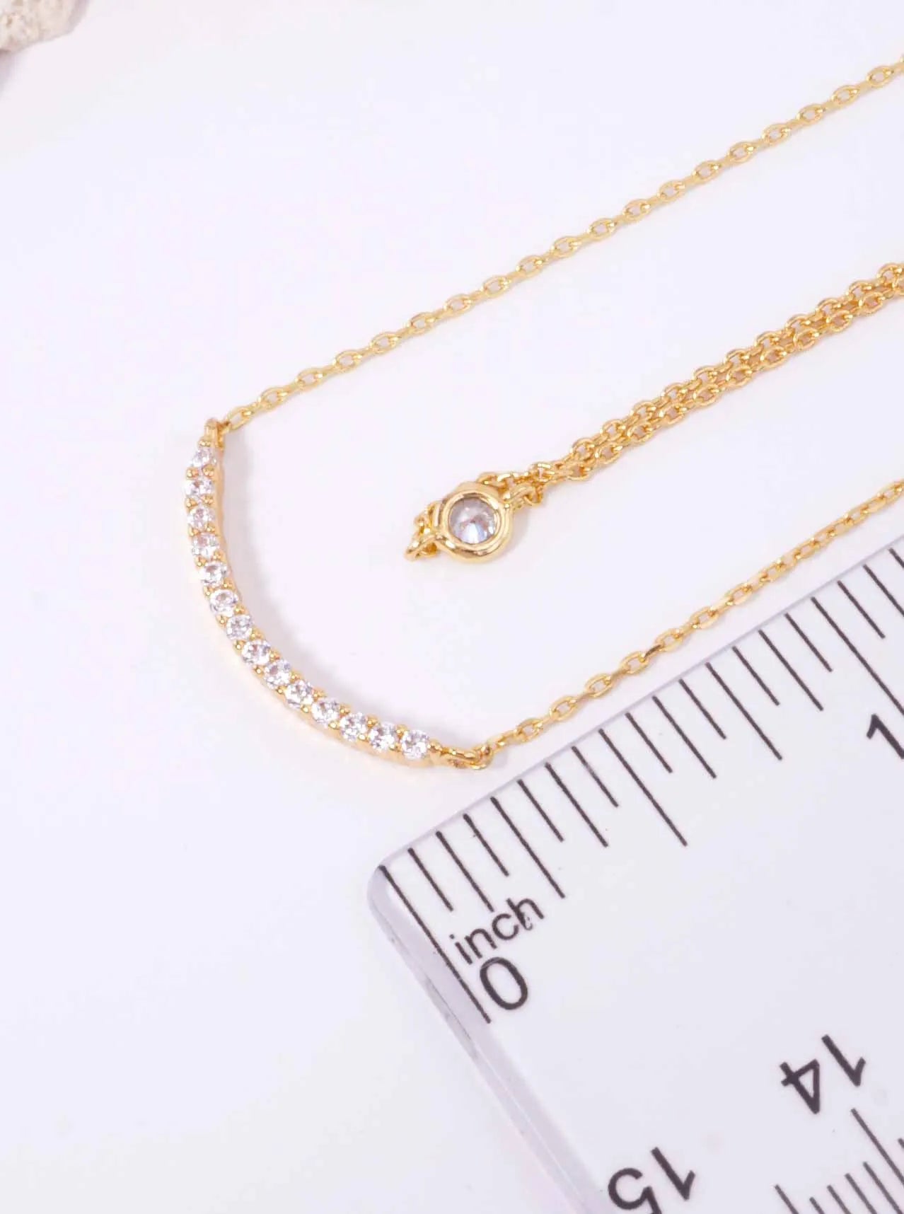 CZ Curved Bar 18K-Gold-Dipped Layered Necklace