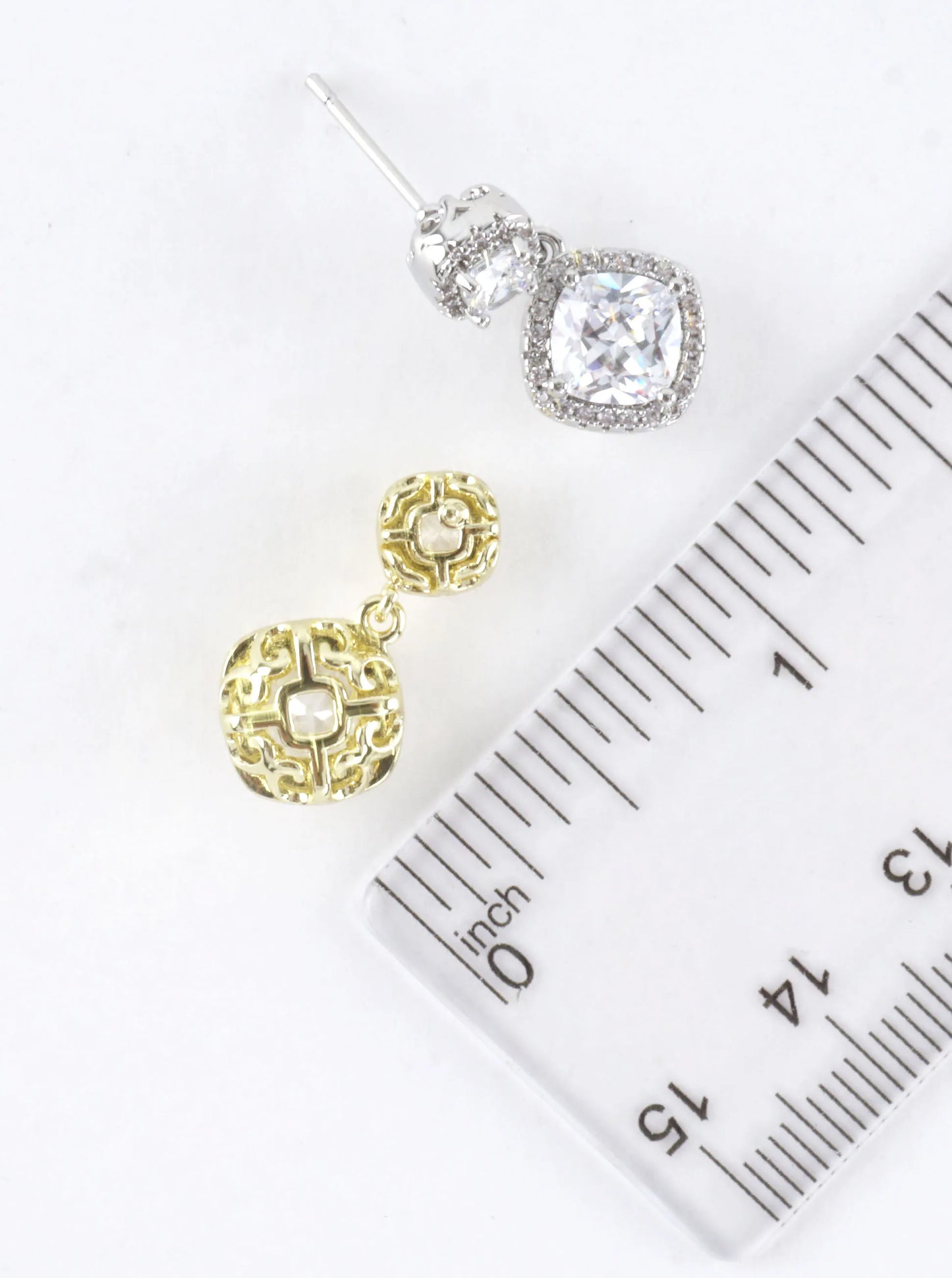 CZ Cushion-Cut Pave Halo Double Drop Earrings