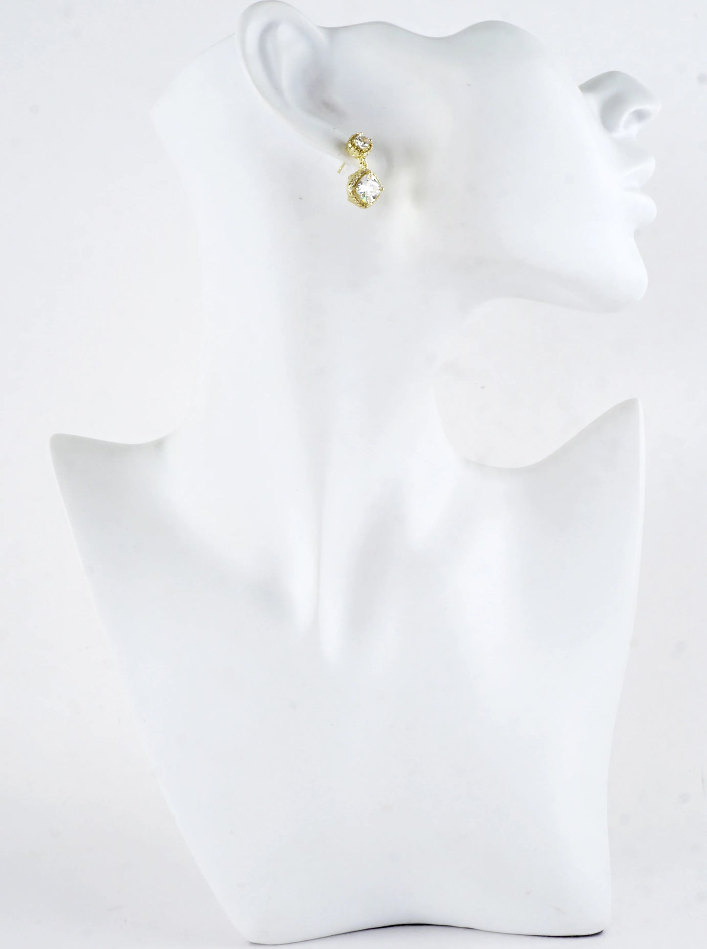 CZ Cushion-Cut Pave Halo Double Drop Earrings