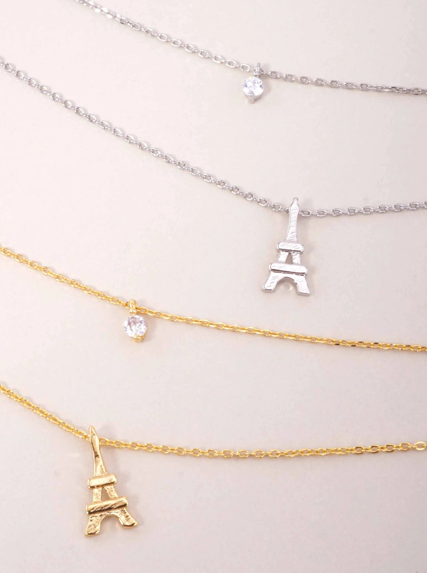 CZ Eiffel-Tower 18K-Gold-Dipped Layered Necklace