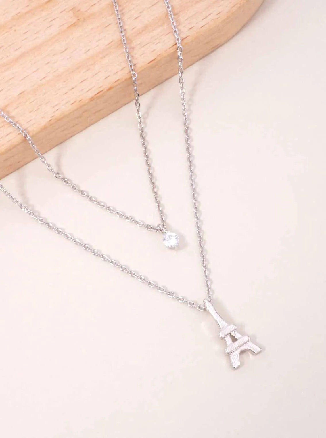 CZ Eiffel-Tower 18K-Gold-Dipped Layered Necklace