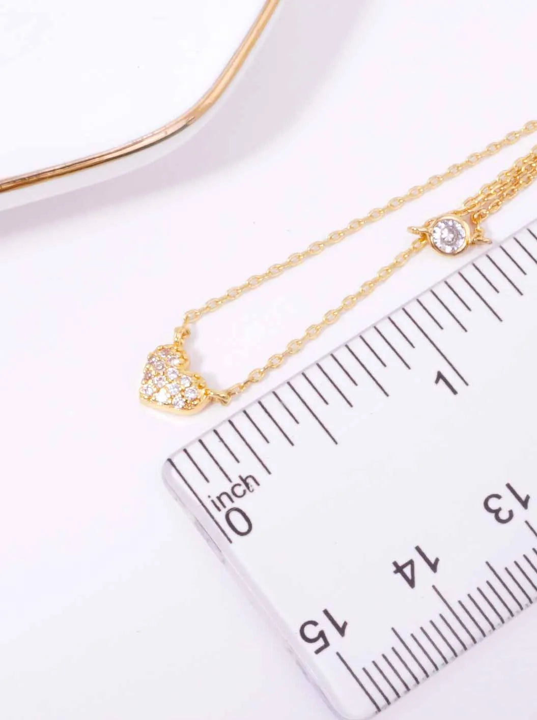 CZ Heart Pendant 18K-Gold-Dipped Layered Necklace