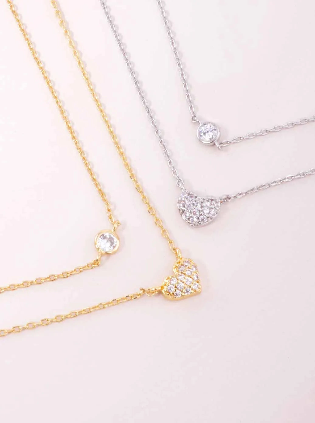 CZ Heart Pendant 18K-Gold-Dipped Layered Necklace