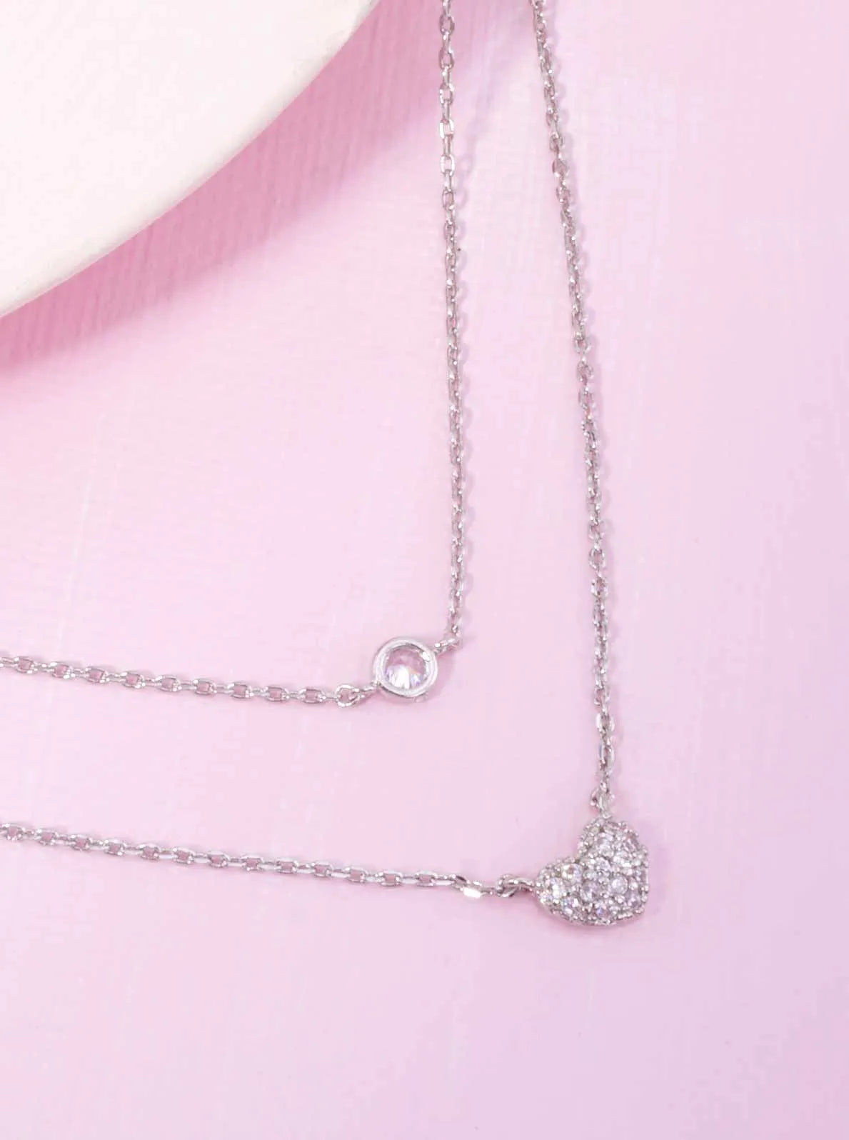 CZ Heart Pendant 18K-Gold-Dipped Layered Necklace