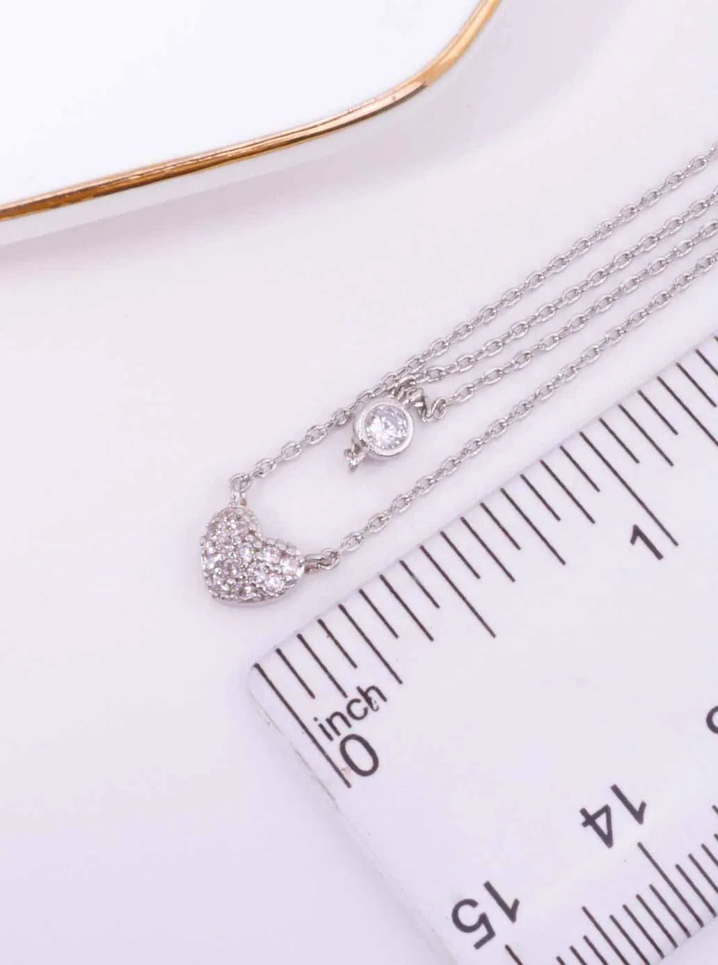 CZ Heart Pendant 18K-Gold-Dipped Layered Necklace