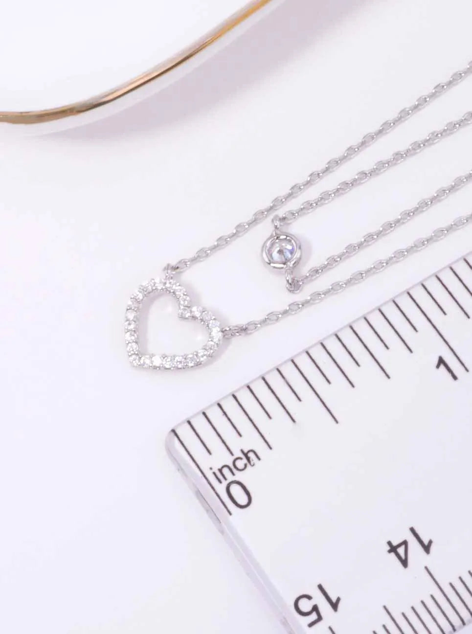 CZ Heart Pendant 18K-Gold-Dipped Layered Necklace