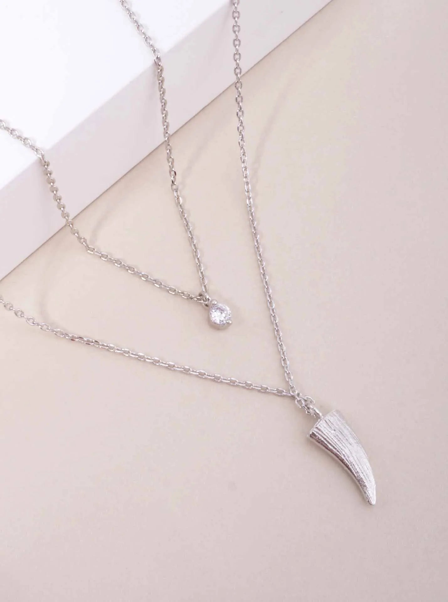 CZ Ivory Pendant 18K-Gold-Dipped Layered Necklace