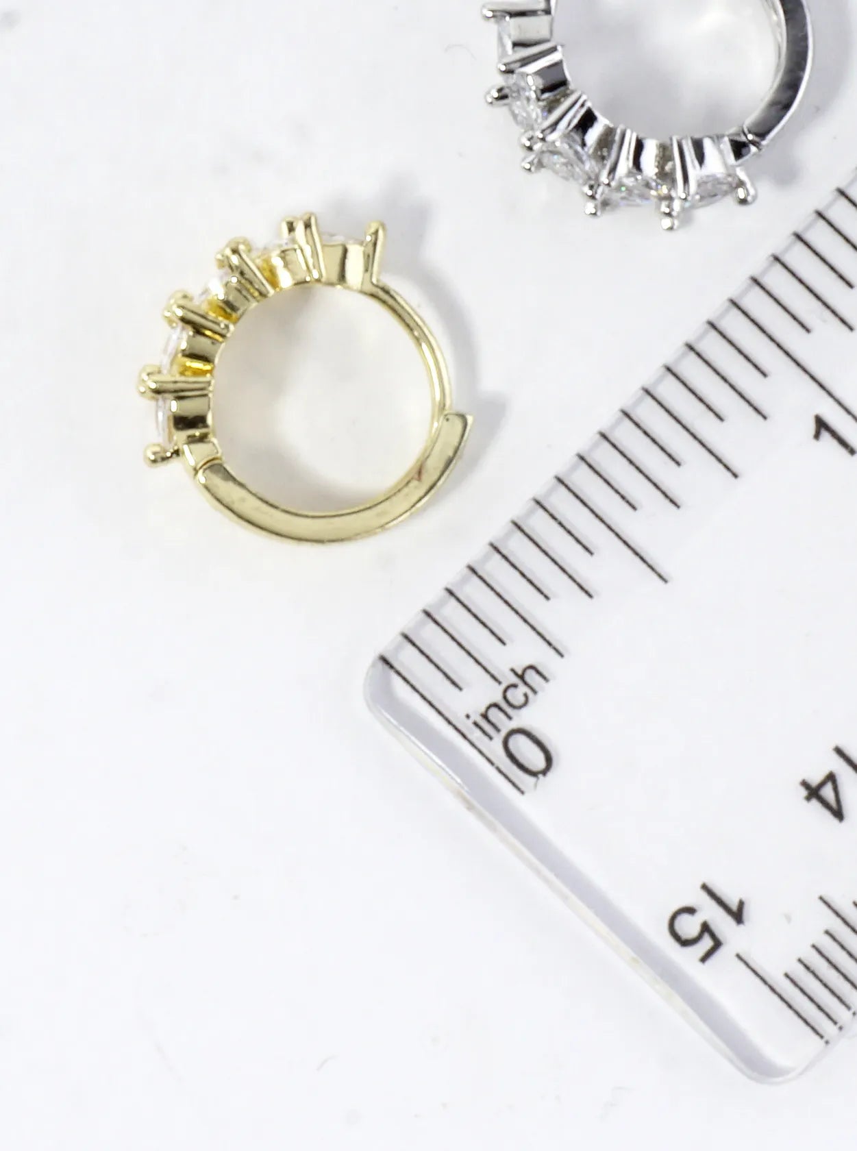 CZ Marquise Laurel Brass Huggie Hoop Earrings
