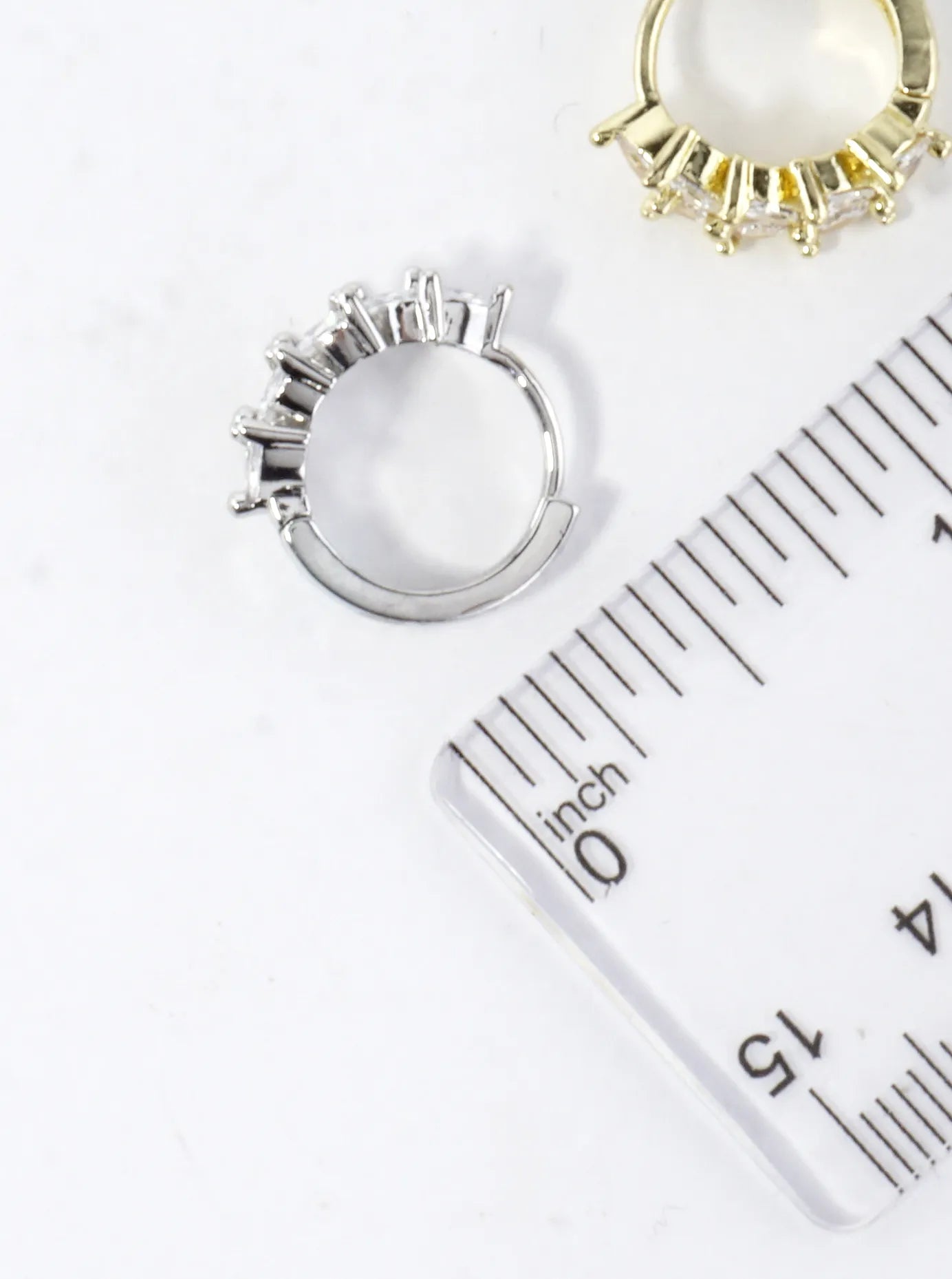 CZ Marquise Laurel Brass Huggie Hoop Earrings