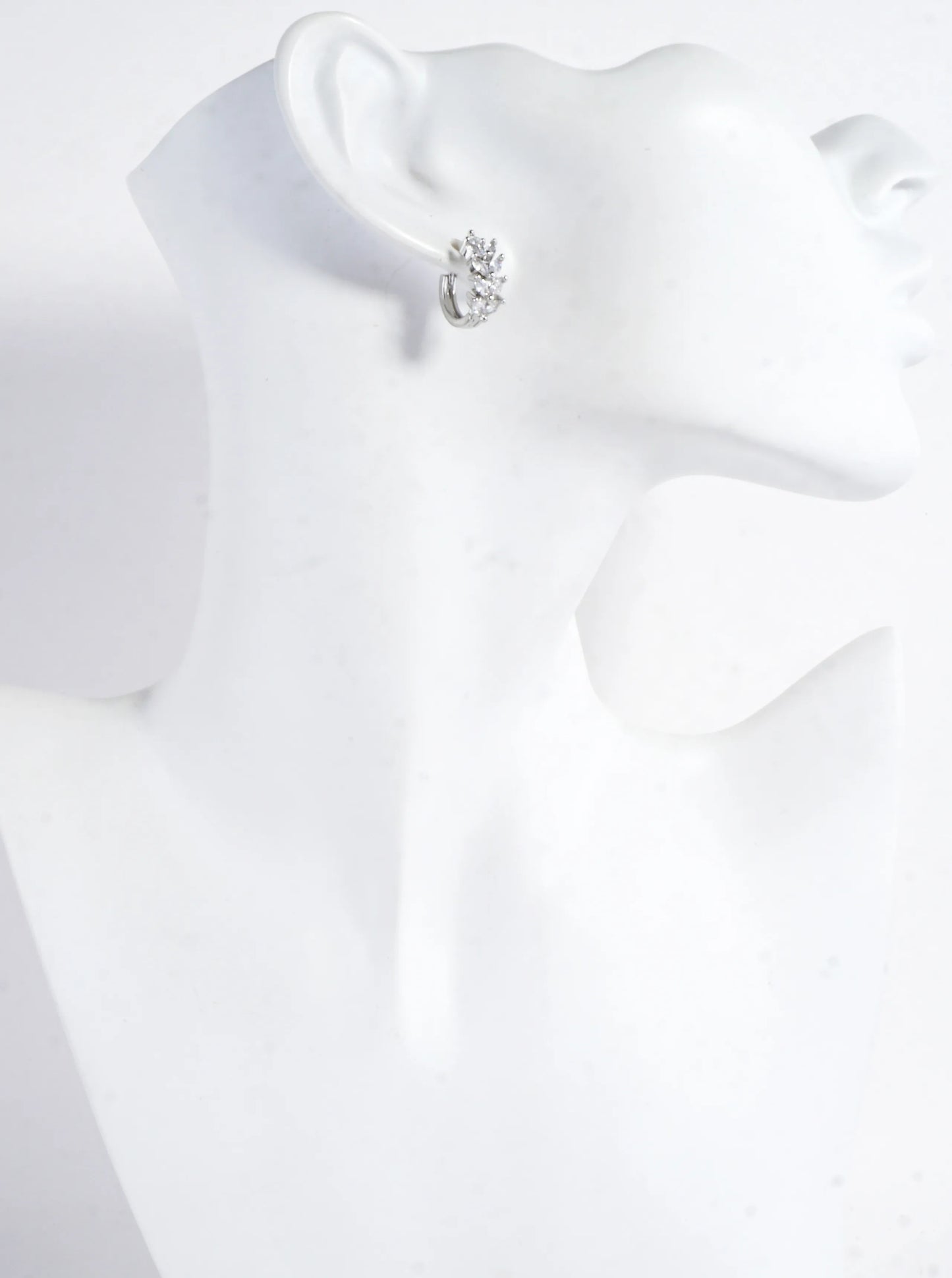 CZ Marquise Laurel Brass Huggie Hoop Earrings