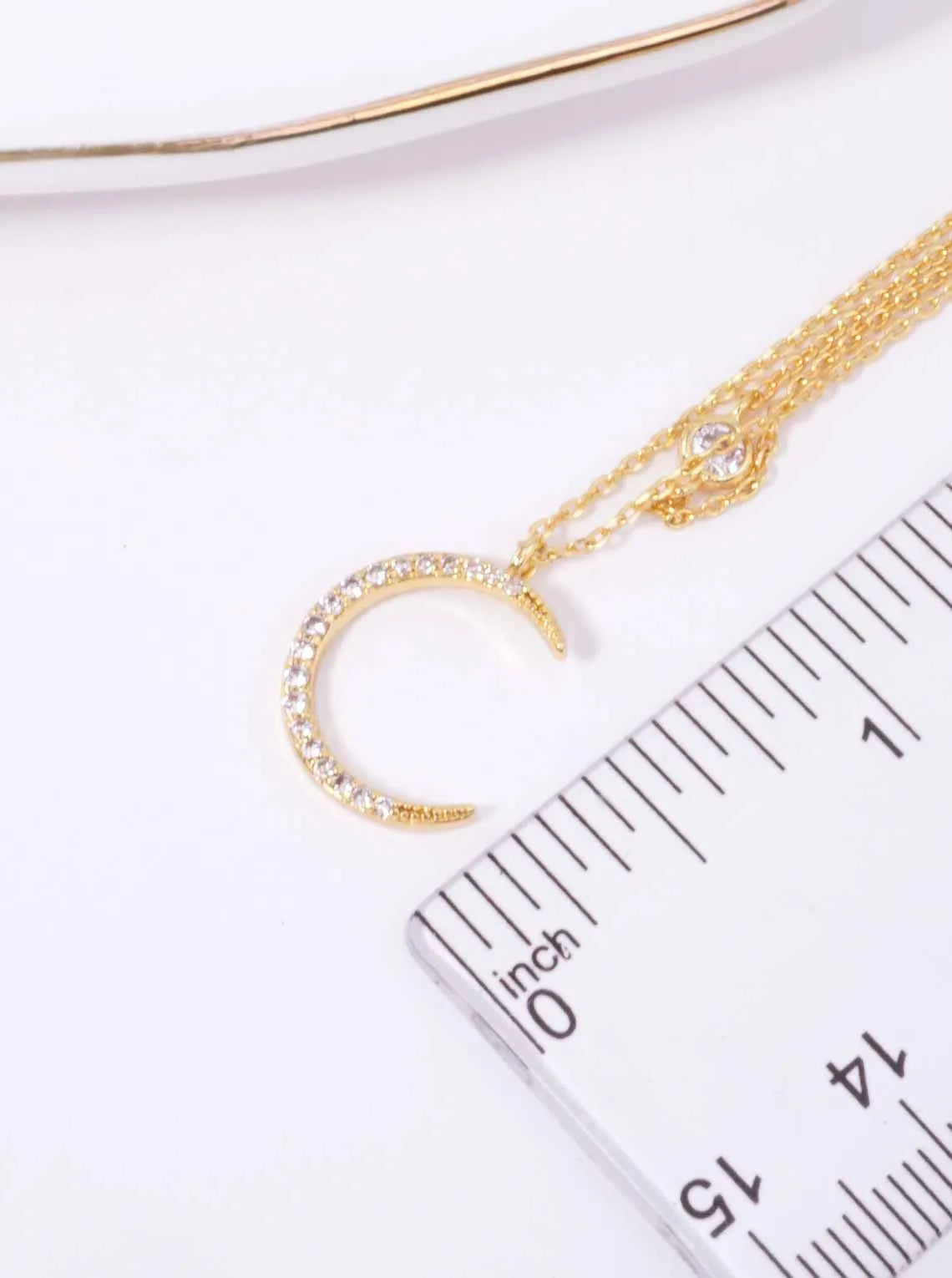 CZ Moon Pendant 18K-Gold-Dipped Layered Necklace